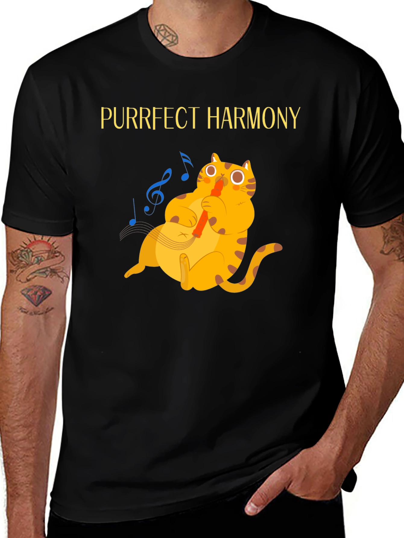 Variant 7 of Purrfect Harmony Cat T-Shirt - Music Lover Tee
