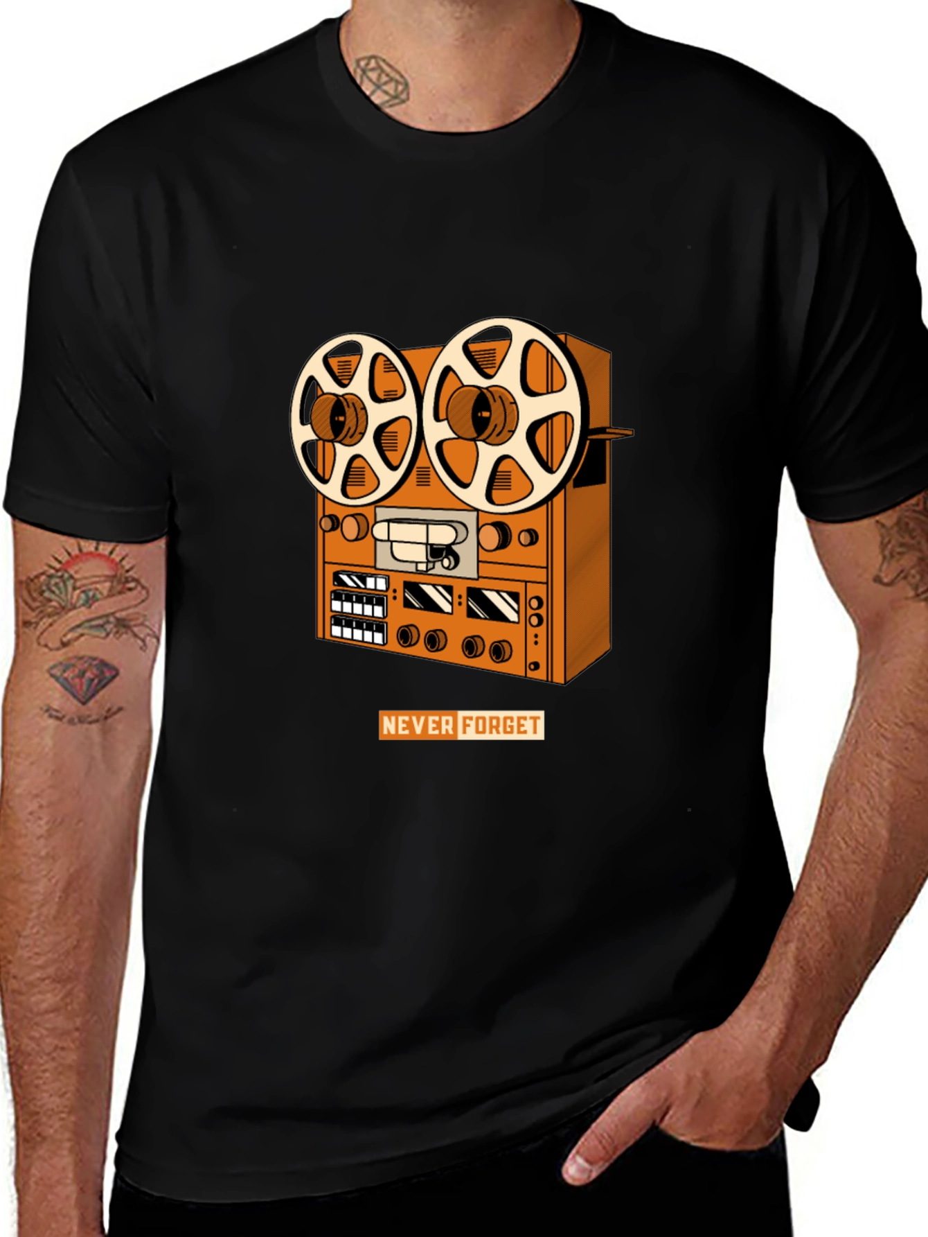 Retro Reel-to-Reel Tape Recorder Graphic Tee