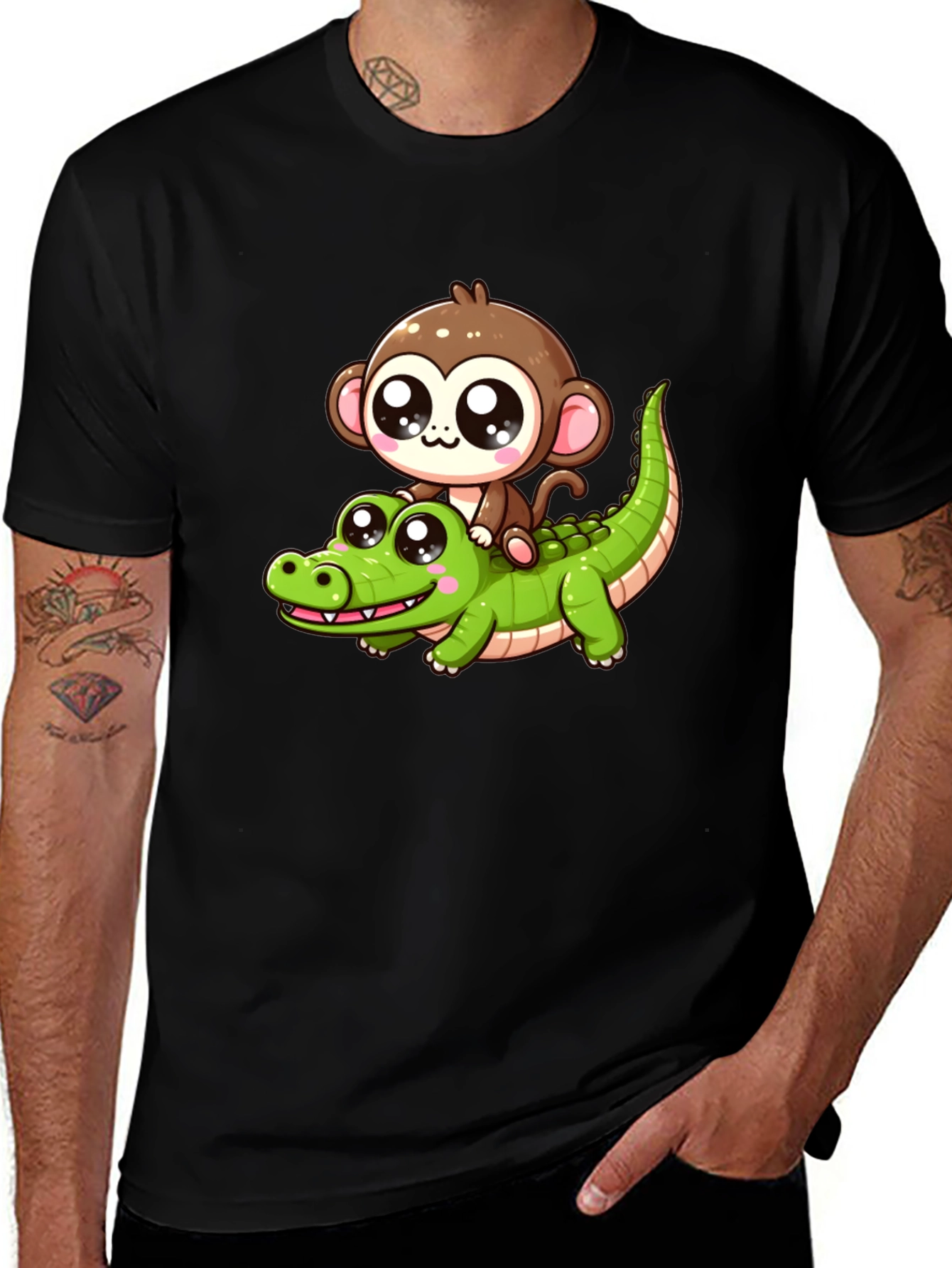 Variant 16 of Monkey Riding Alligator Graphic Tee