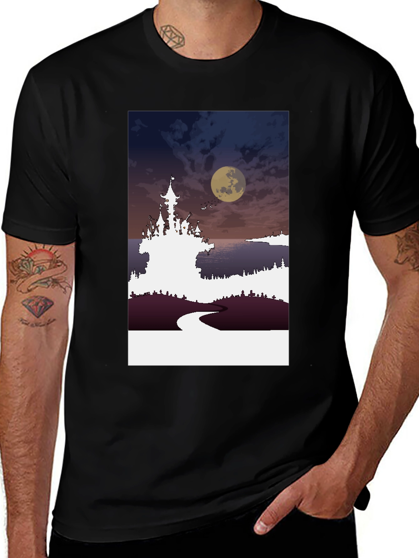 Variant 20 of Moonlit Castle Graphic Tee