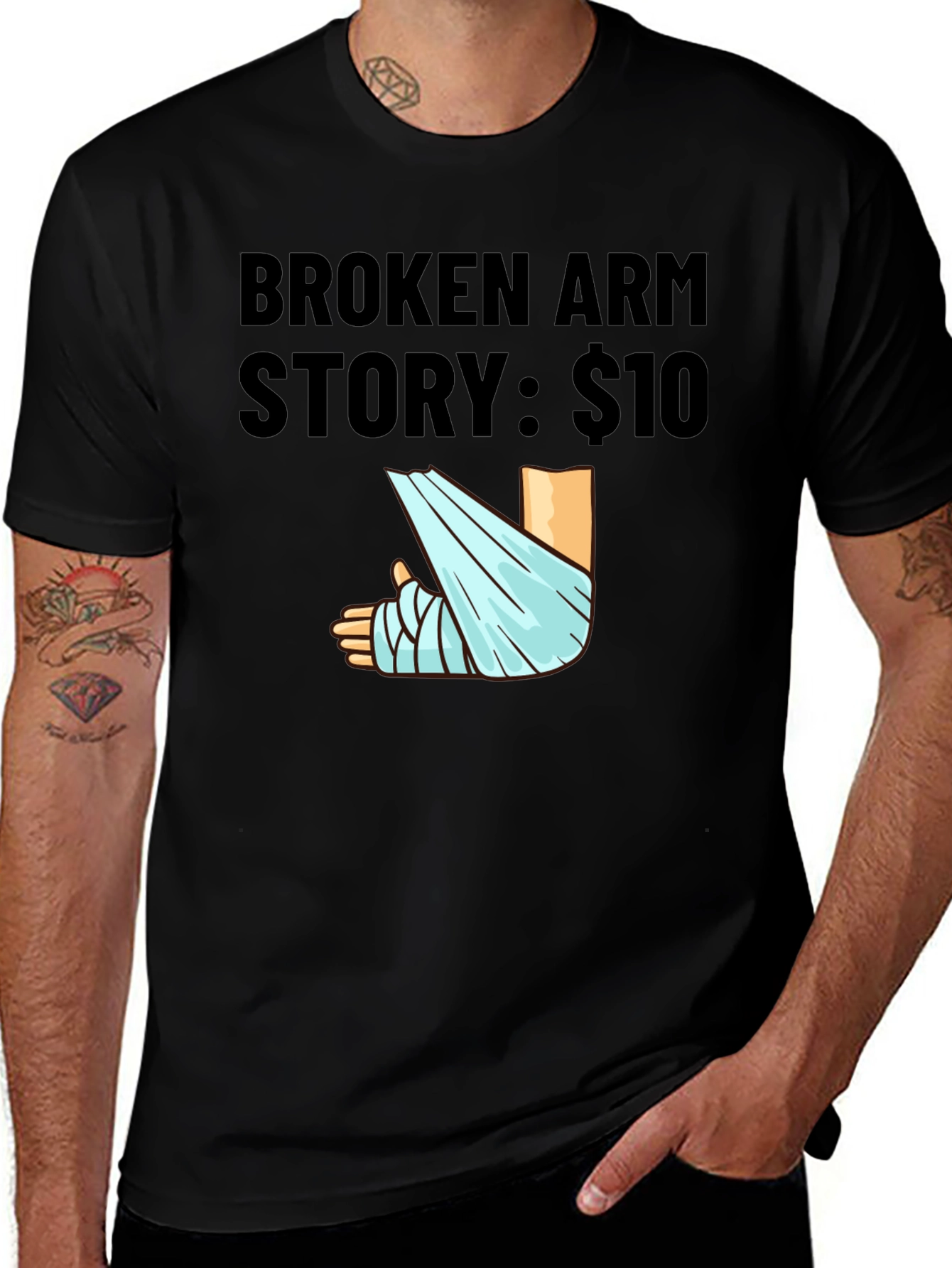Variant 9 of Broken Arm Story Graphic Tee - Funny T-Shirt