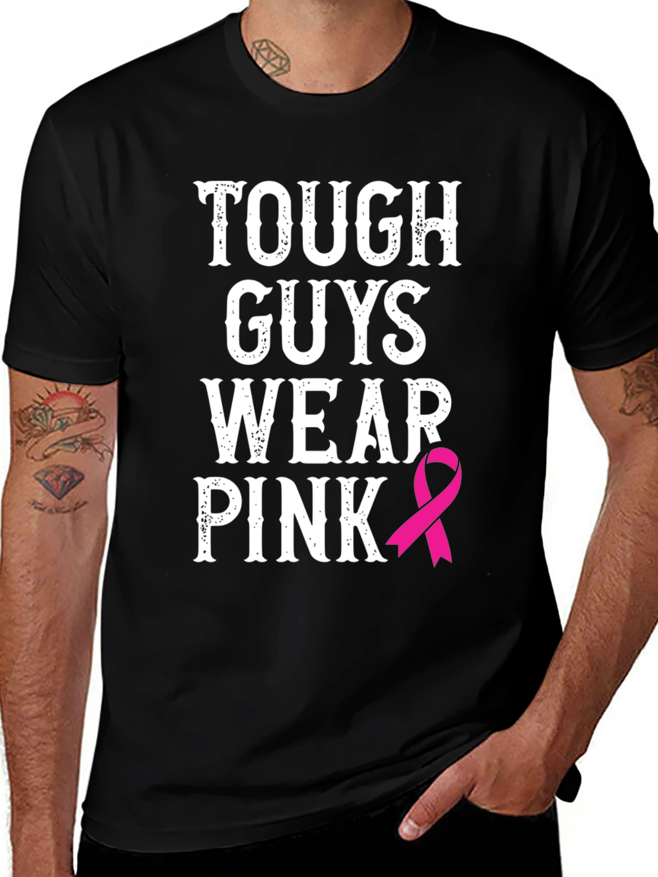 Variant 28 of Tough Guys Wear Pink T-Shirt - Breast Cancer Awareness