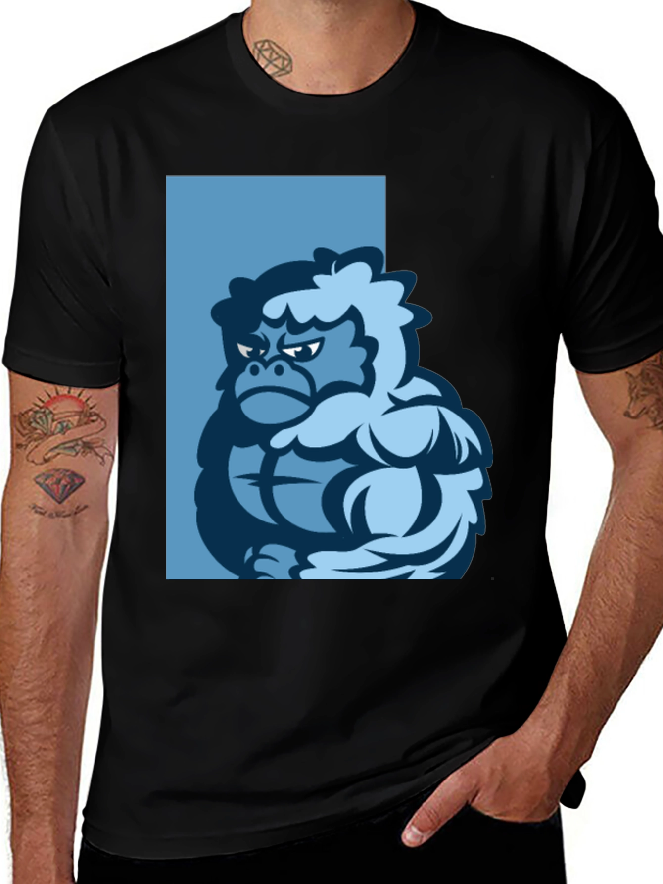 Variant 30 of Blue Gorilla Graphic Tee - Comfort Fit Black T-Shirt