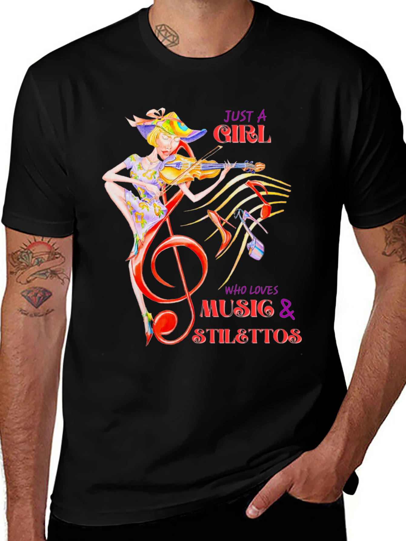 Variant 24 of Music Lover T-Shirt: Girl, Violin, Stilettos