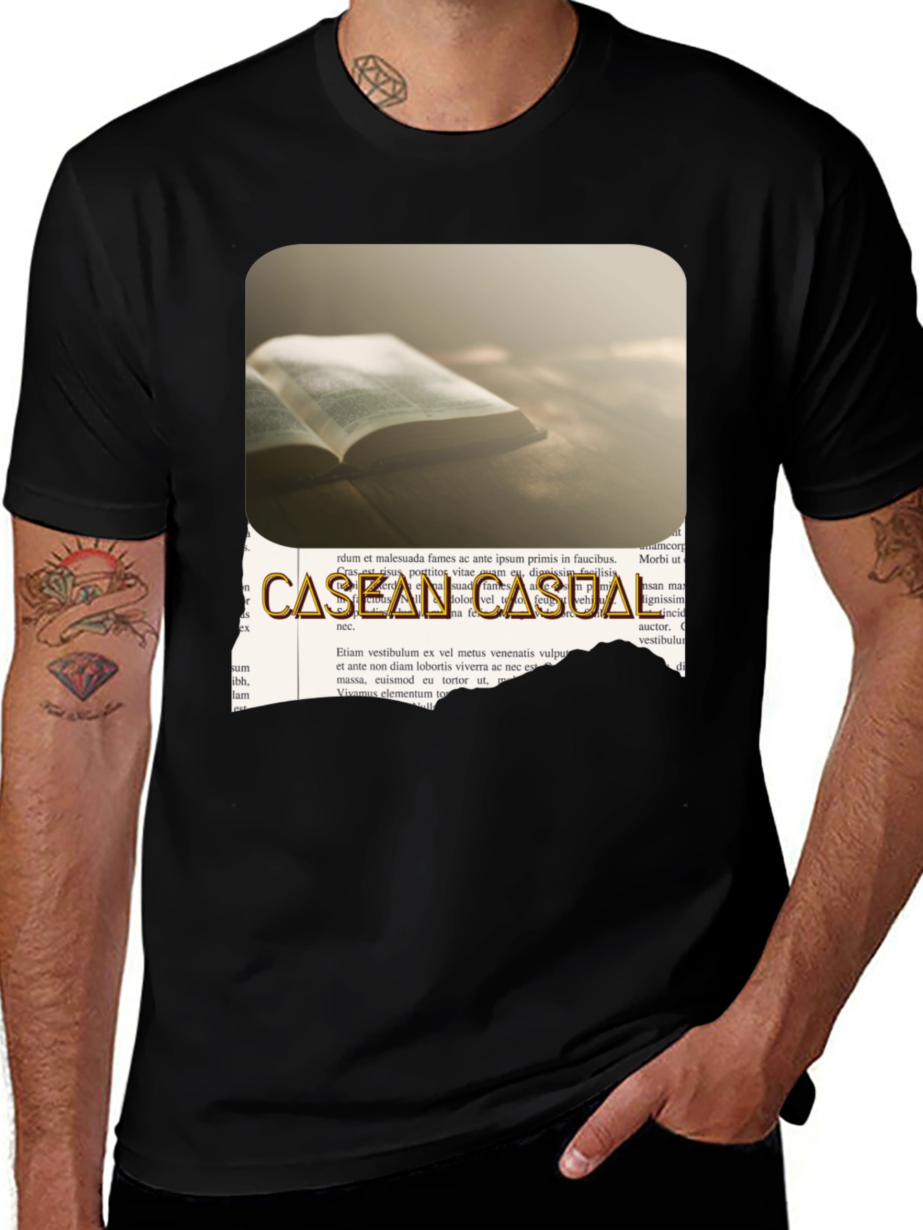 Casean Casual Graphic T-Shirt - Black