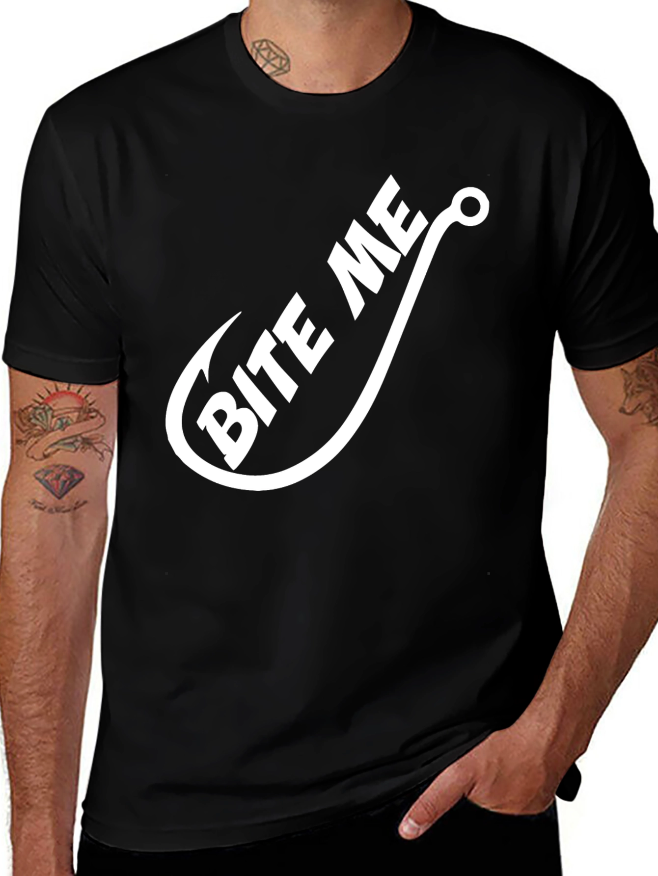 Variant 26 of Bite Me T-Shirt - Funny Fishing Hook Tee