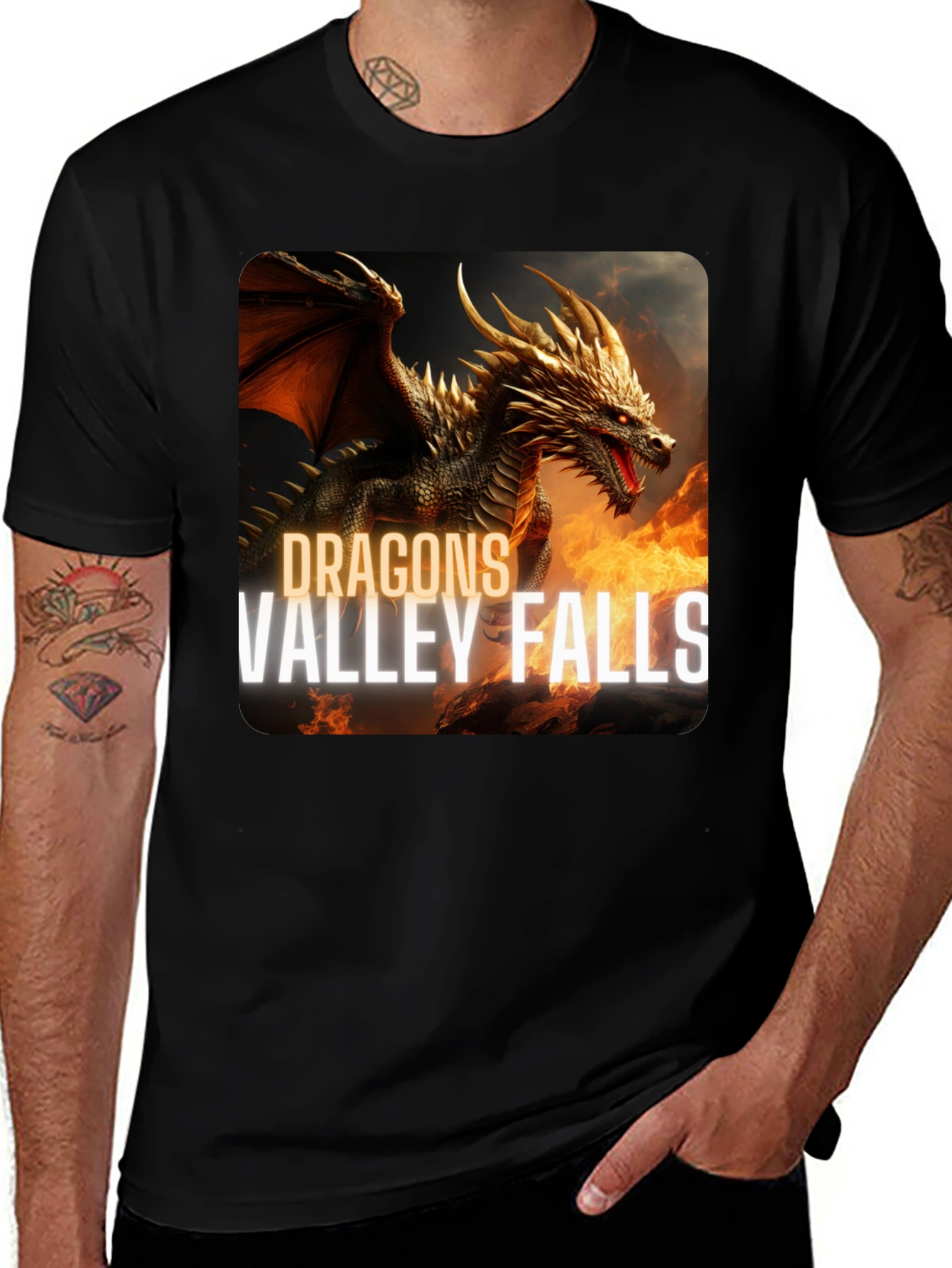 Variant 22 of Dragon Valley Falls Graphic Tee - Black