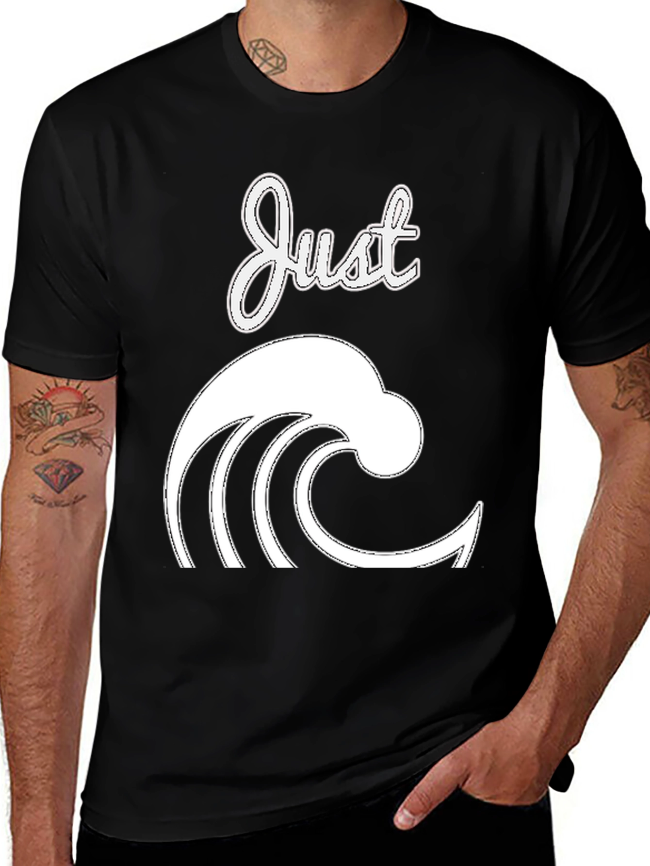 Variant 7 of Just Wave Graphic Tee - Black Casual T-Shirt