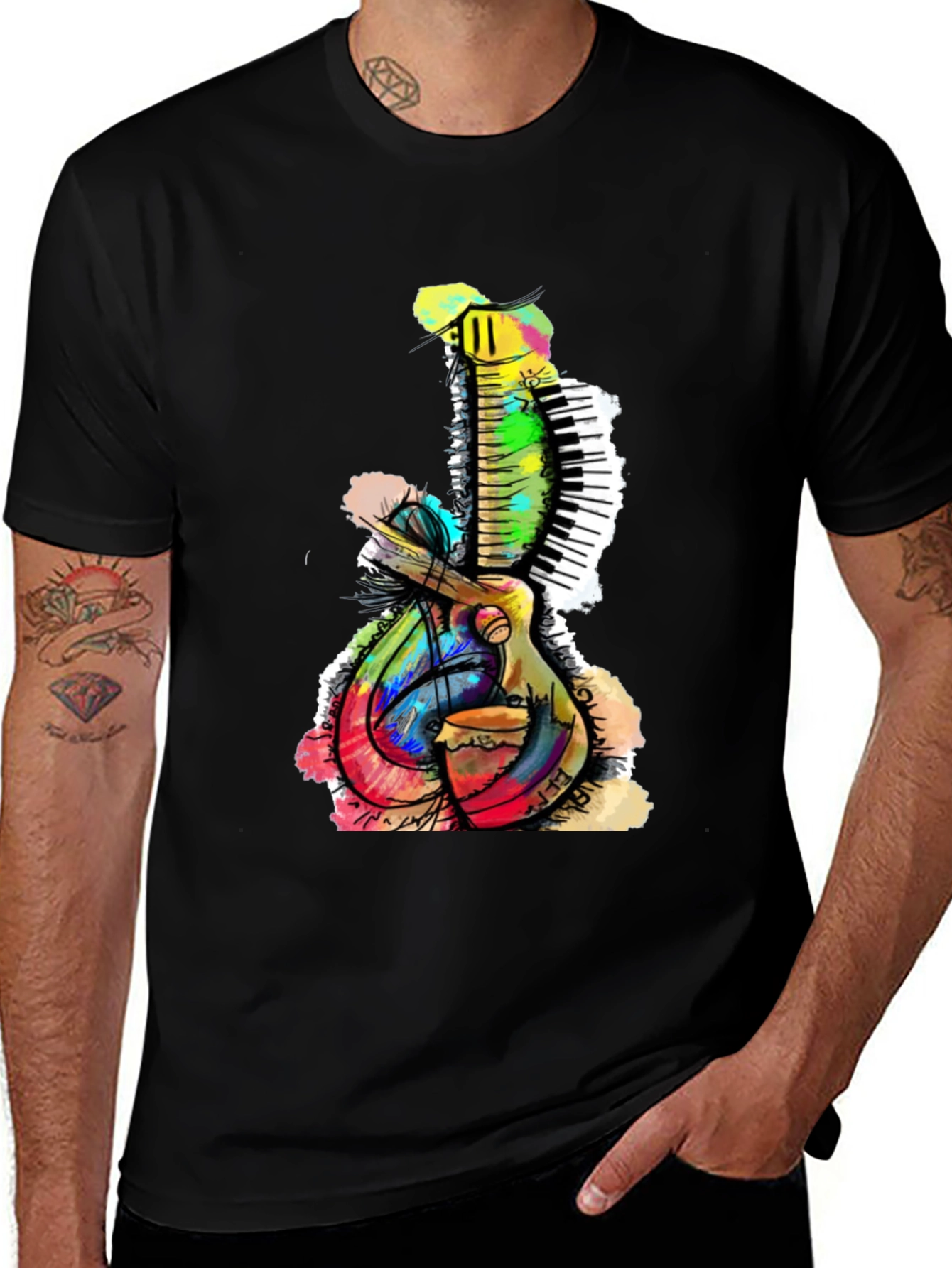 Variant 26 of Abstract Guitar Piano Graphic T-Shirt
