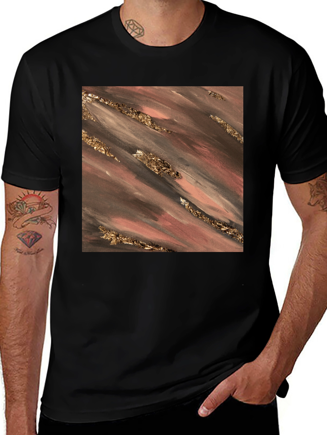 Variant 27 of Abstract Gold Stripe Graphic T-Shirt