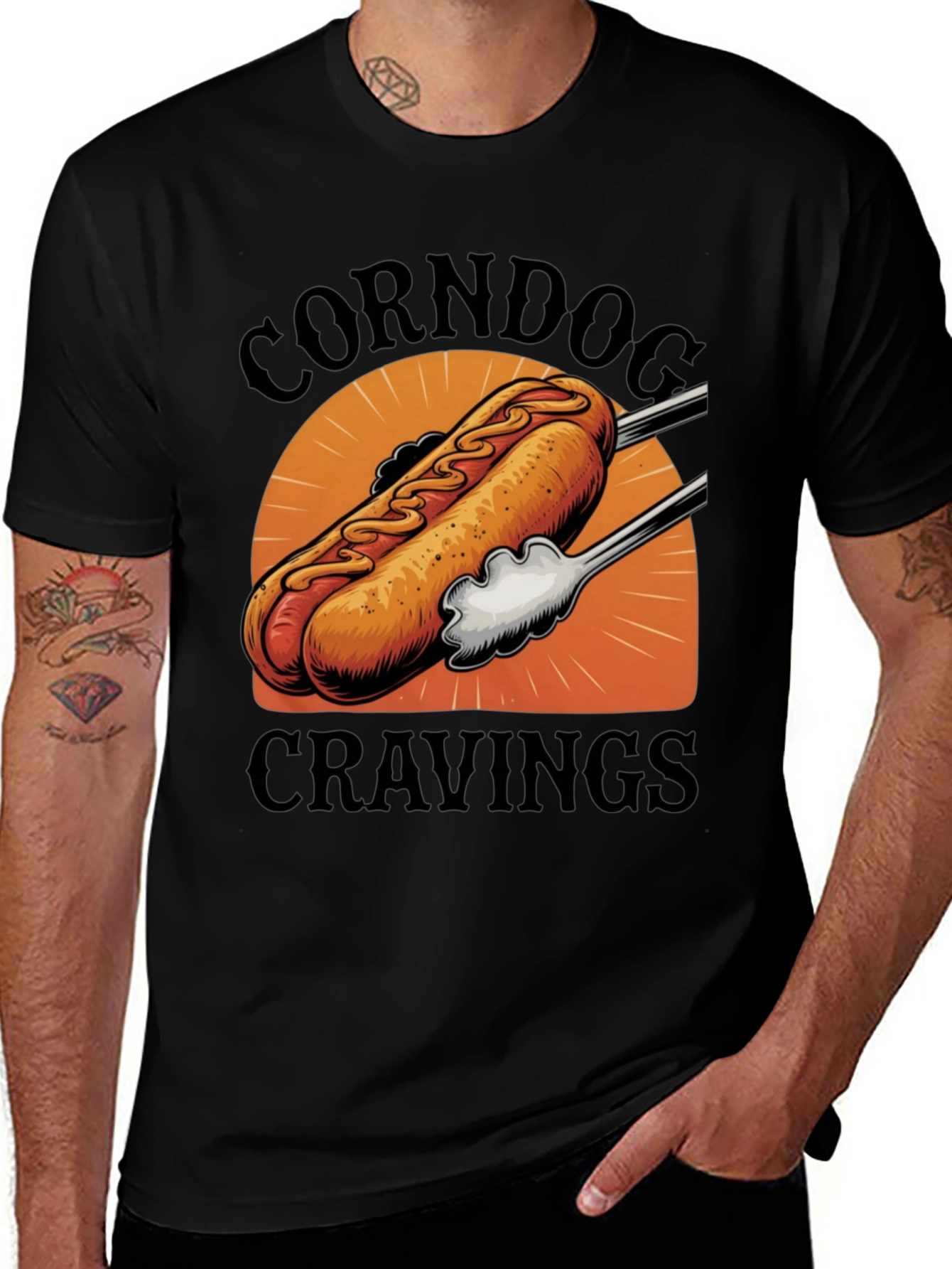 Variant 2 of Corndog Cravings Graphic Tee - Foodie Humor