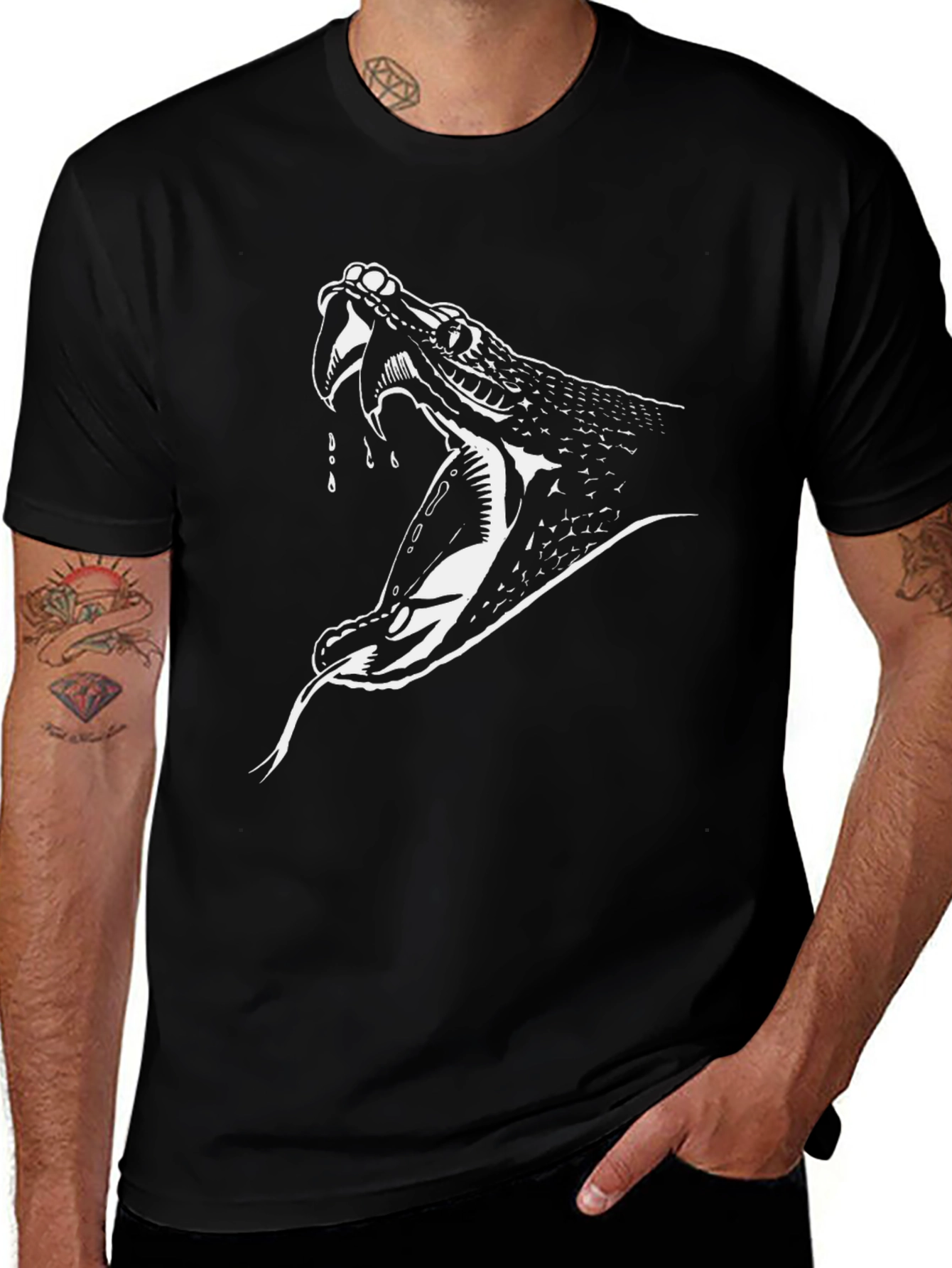 Variant 24 of Black Tee with Rattlesnake Graphic