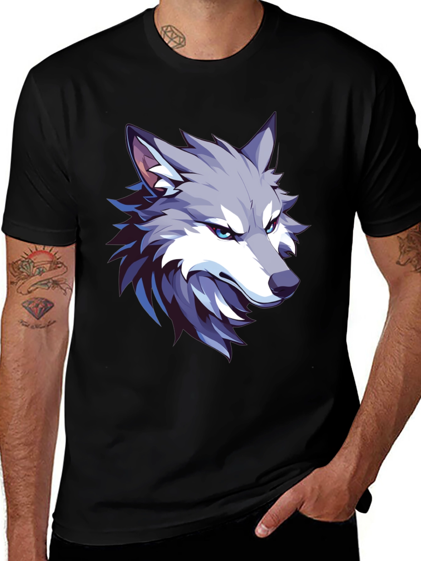 Variant 10 of Wolf Graphic Print Black T-Shirt