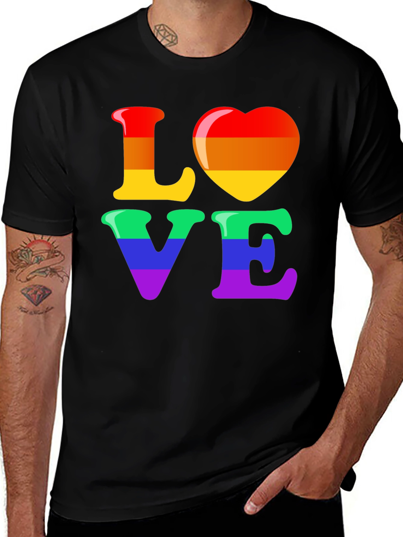 LGBT Pride Love Graphic Tee - Black
