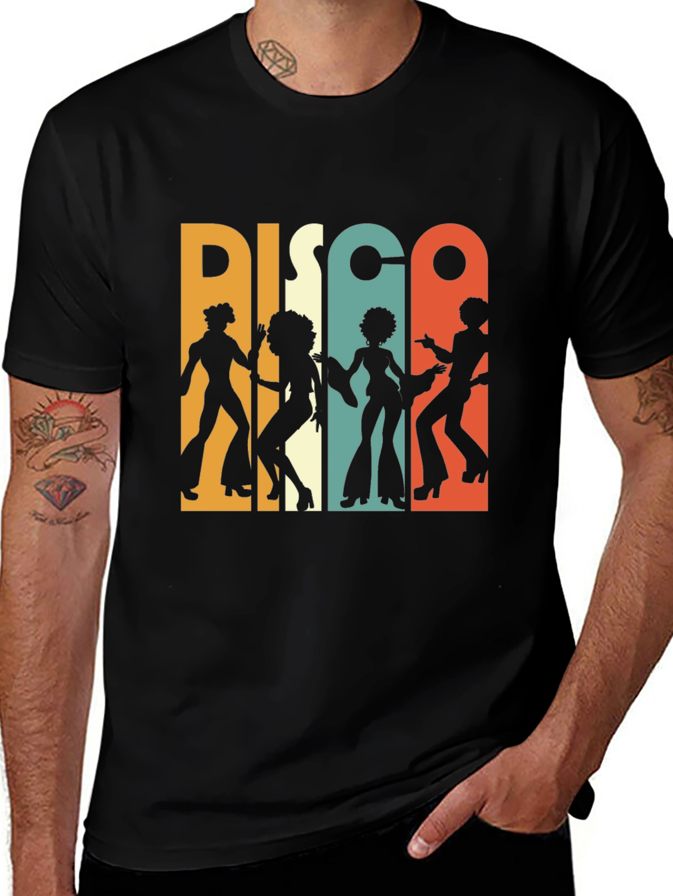 Variant 21 of Retro Disco Dance Silhouette Black T-Shirt
