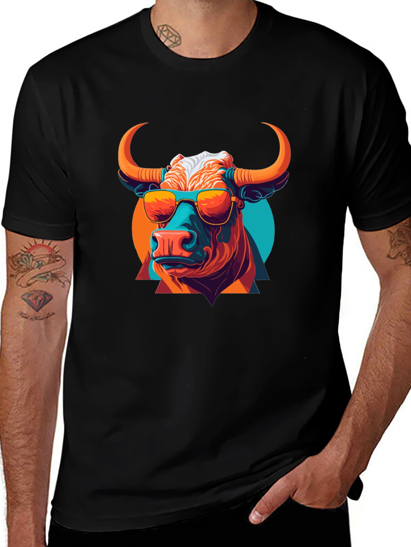 Cool Bull Graphic Tee - Stylish Black Cotton T-Shirt