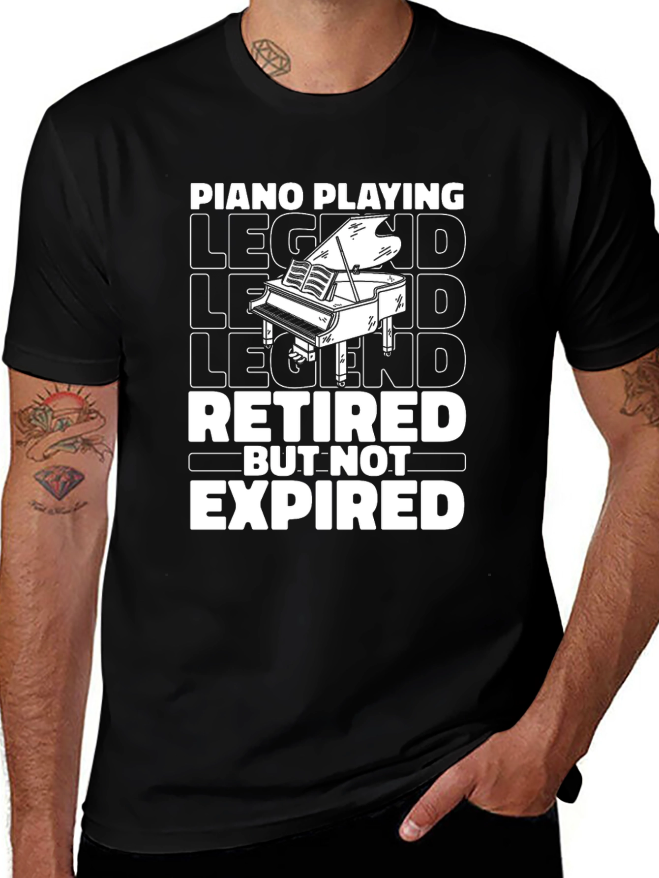 Variant 23 of Piano Playing Legend Retired T-Shirt