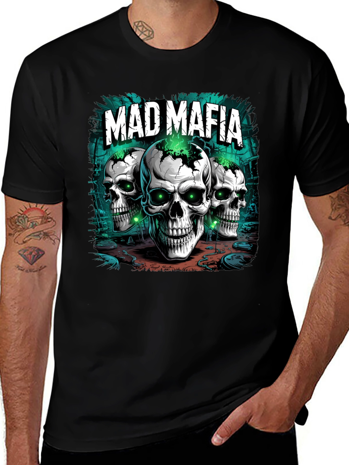 Variant 25 of Mad Mafia Skull T-Shirt - Graphic Tee