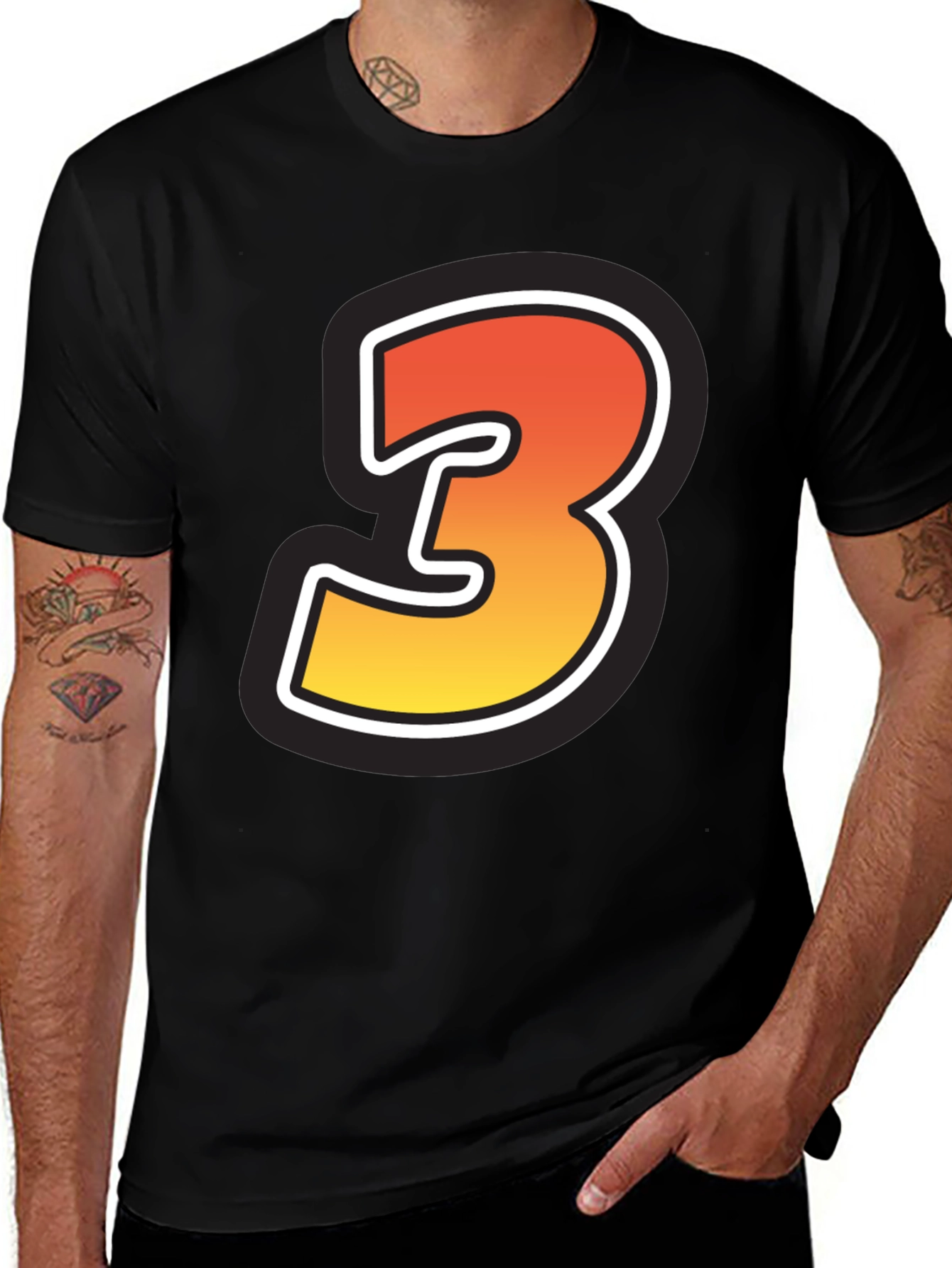 Variant 20 of Number 3 Graphic Tee - Gradient Design