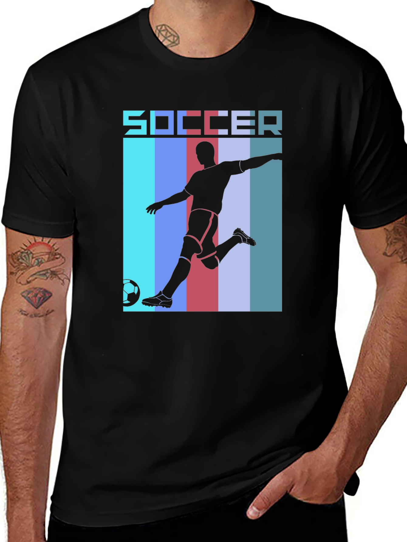 Variant 13 of Soccer Graphic Tee | Black Cotton T-Shirt for Sports Fans