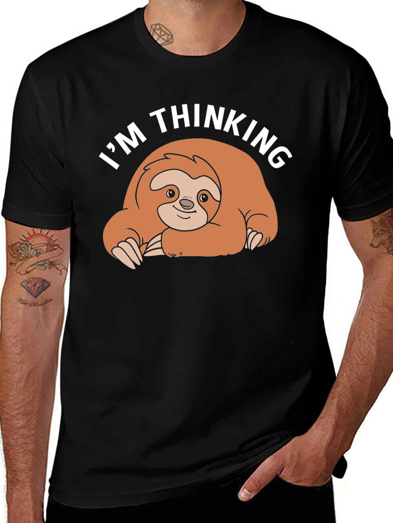 Variant 6 of I'm Thinking Sloth Black T-Shirt