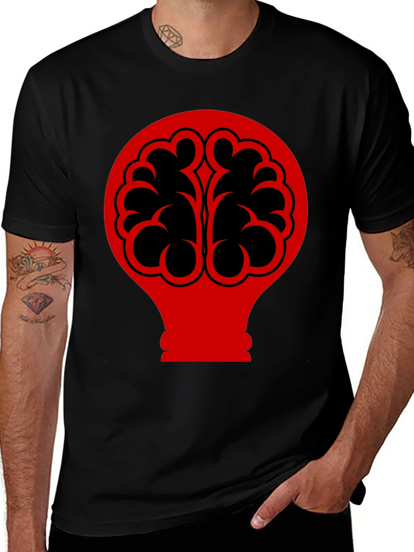 Variant 18 of Brain Bulb Graphic Tee - Black Cotton T-Shirt