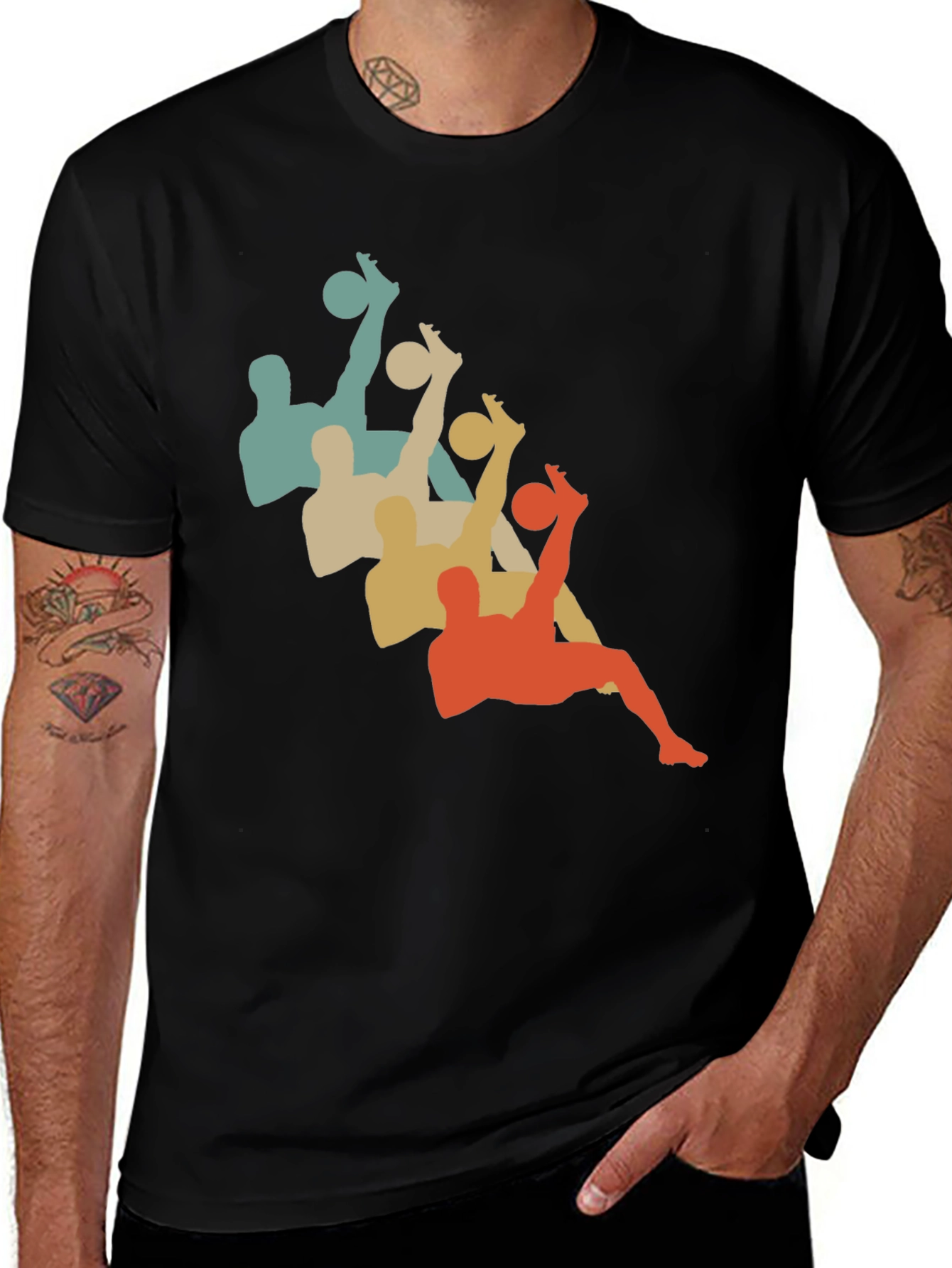 Variant 19 of Retro Soccer Silhouette Black T-Shirt