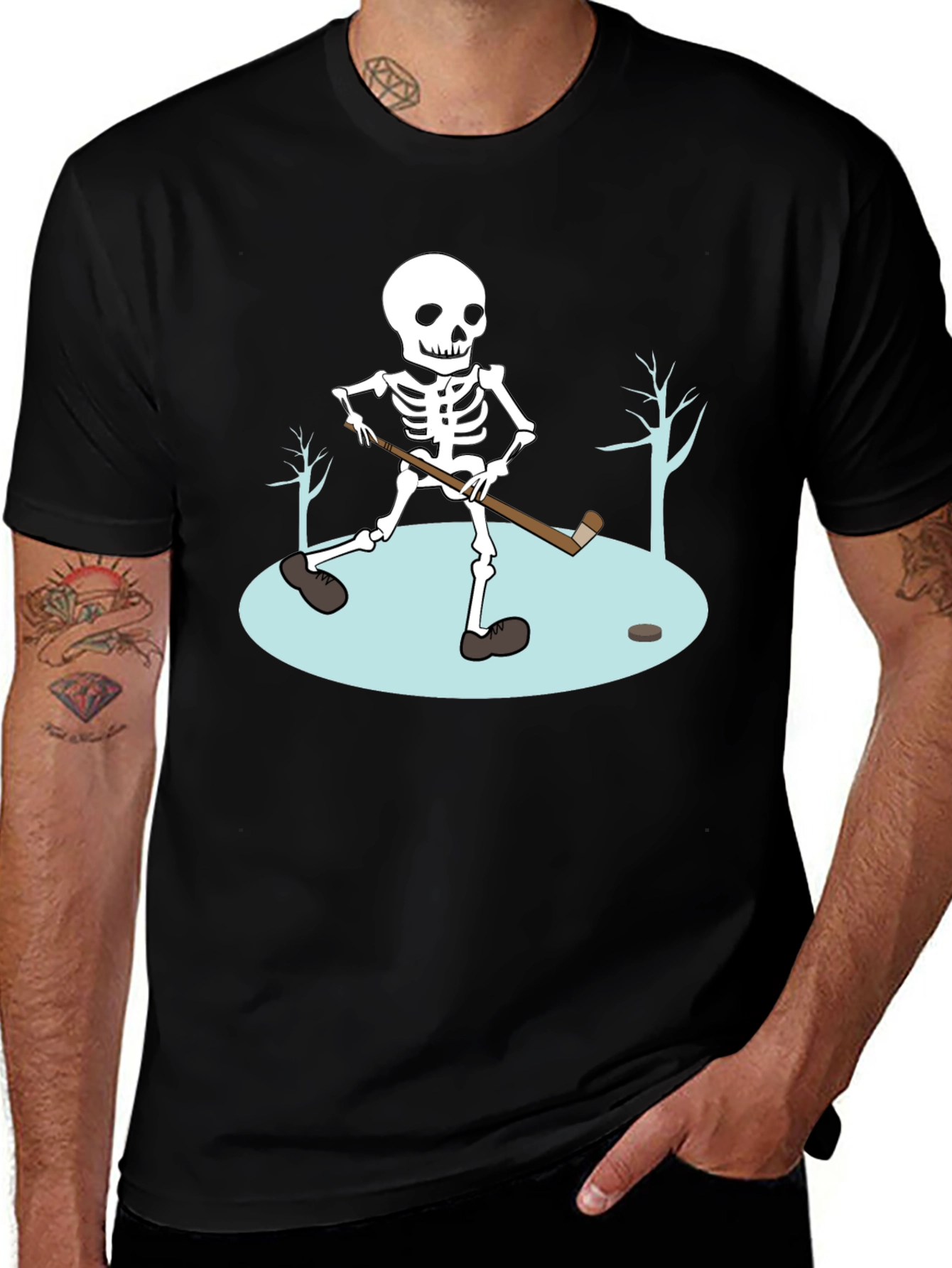 Variant 2 of Skeleton Hockey T-Shirt - Black