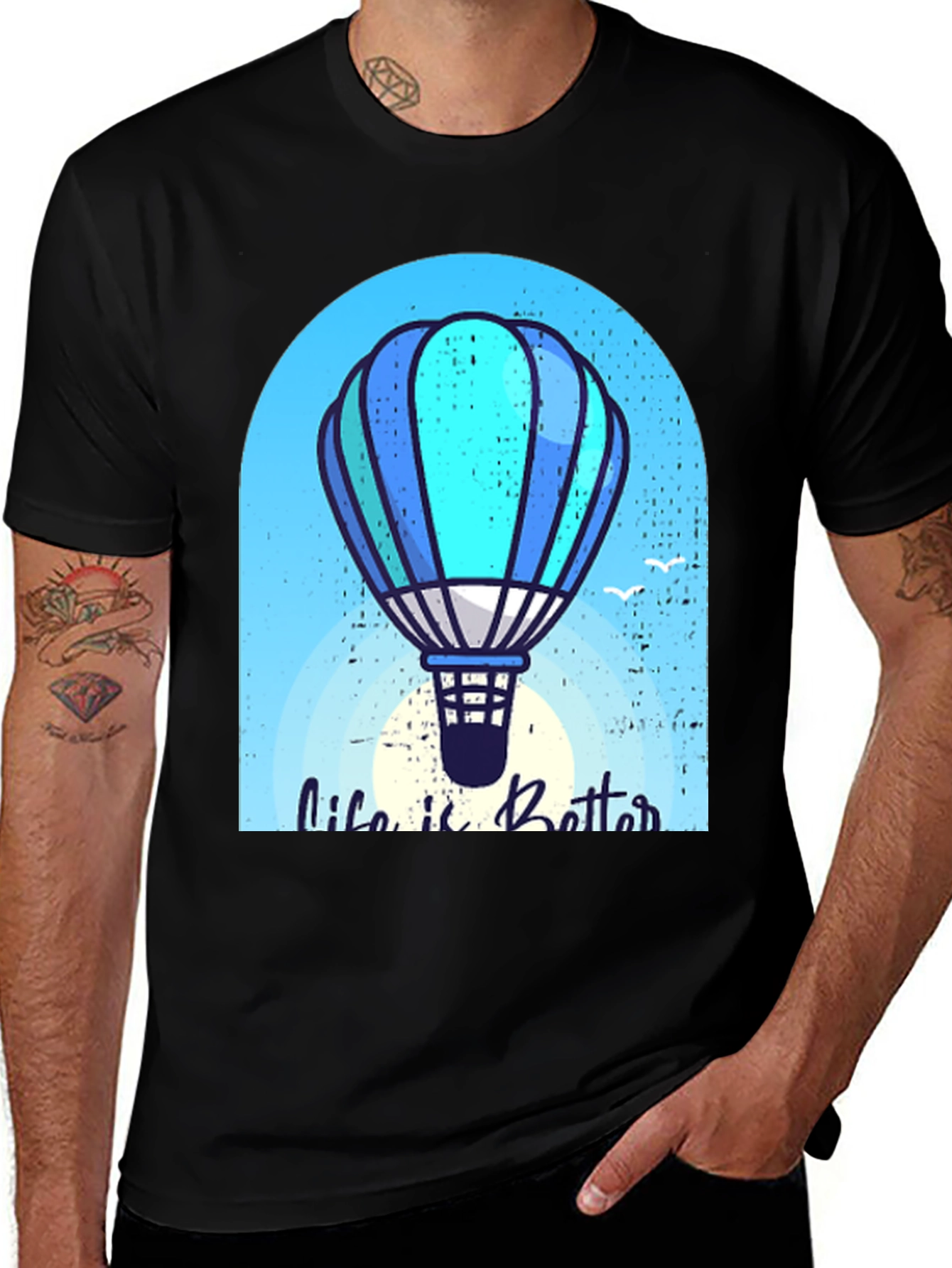 Variant 12 of Life is Better Hot Air Balloon Graphic Tee
