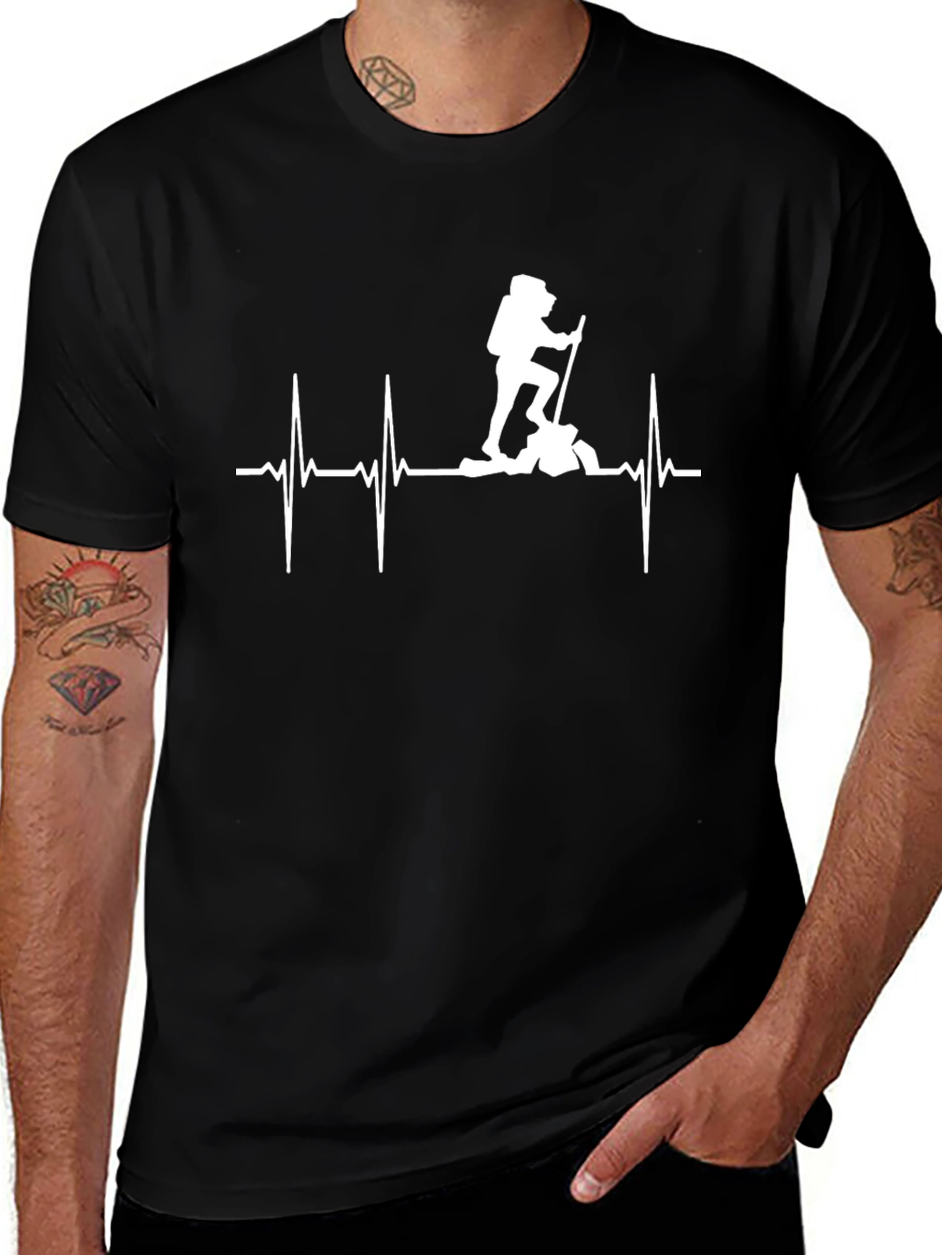 Variant 24 of Hiking Heartbeat T-Shirt Black