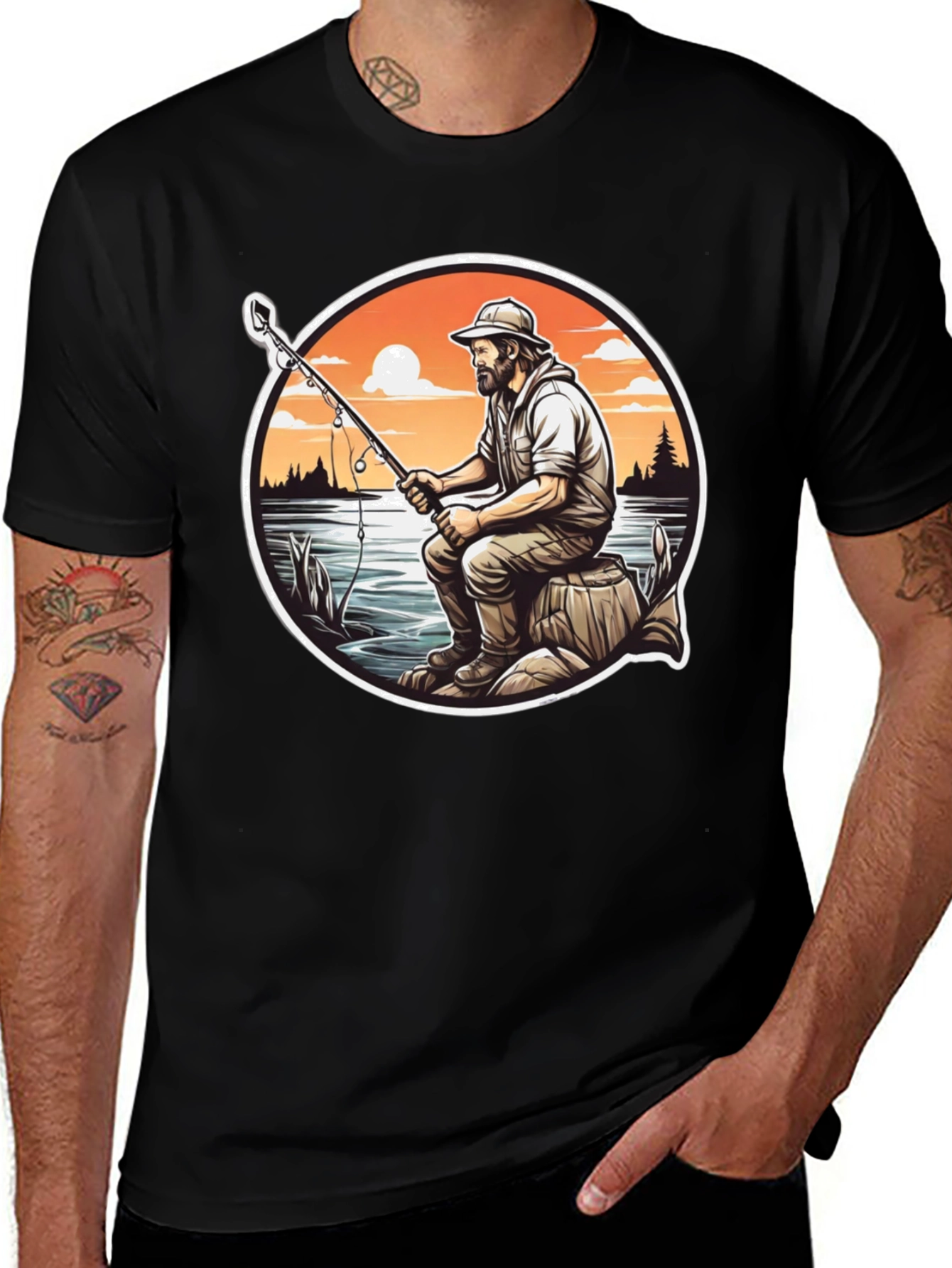 Variant 6 of Fisherman Graphic Tee - Nature Lover's T-Shirt