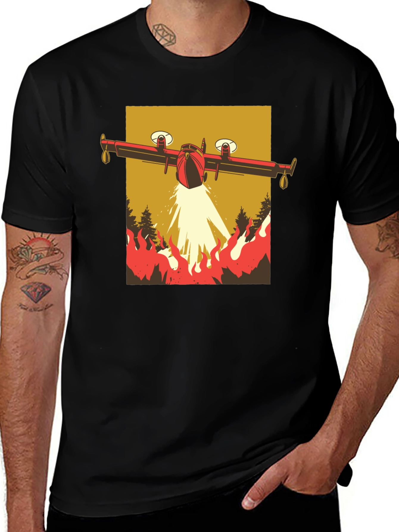 Variant 9 of Firefighting Plane Graphic Tee - Stylish & Unique Design