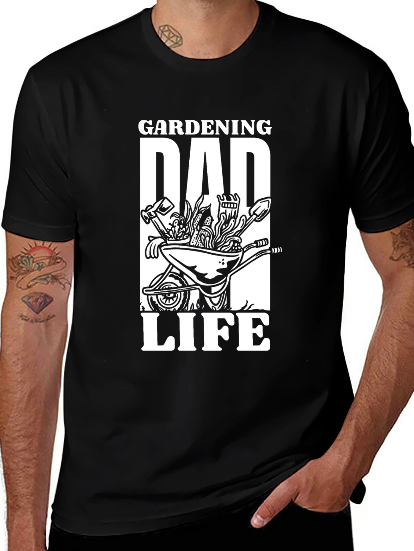 Variant 27 of Gardening Dad Life T-Shirt, Black Cotton Tee