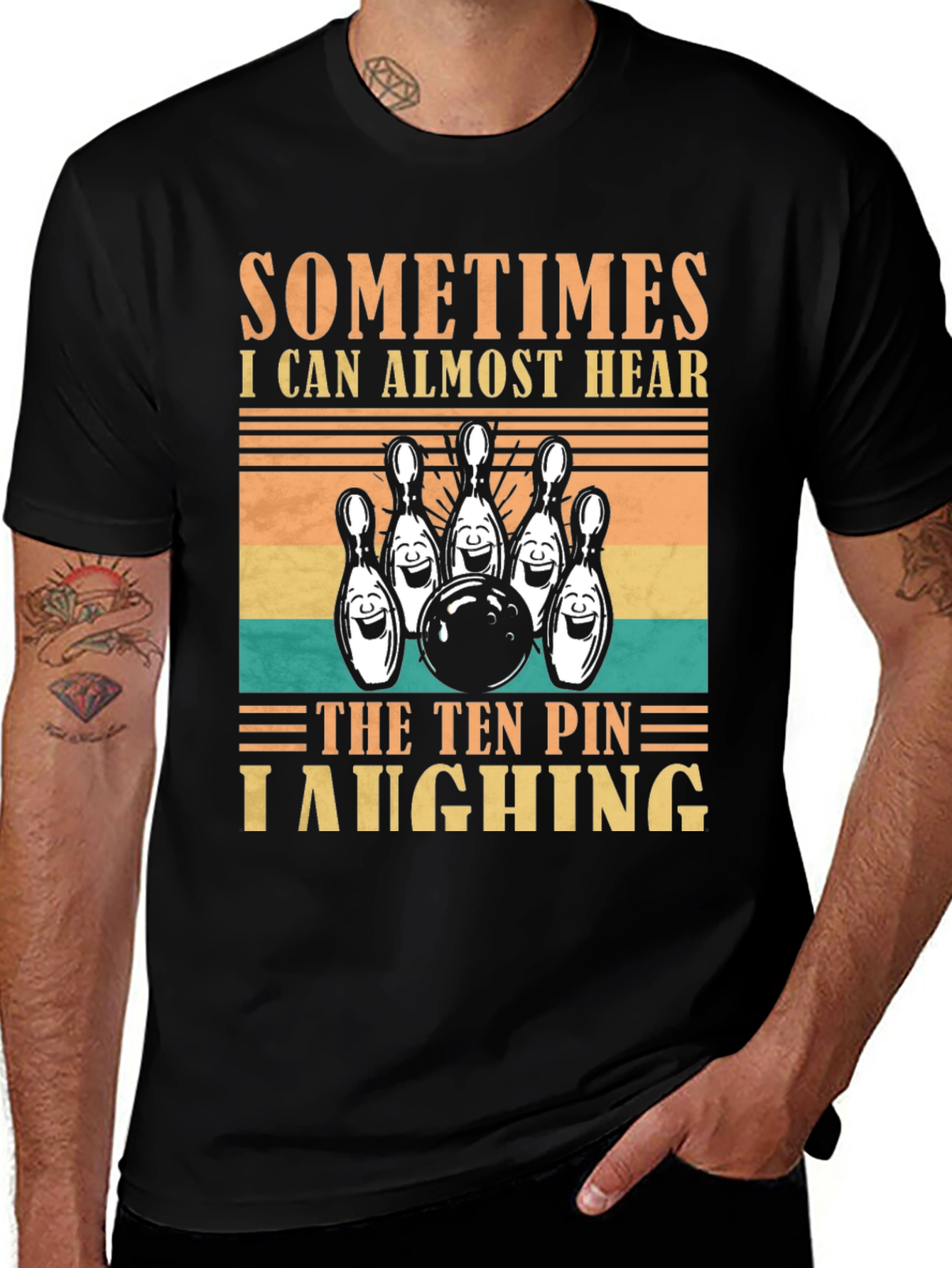 Variant 10 of Bowling Ten Pin Laughing Graphic T-Shirt