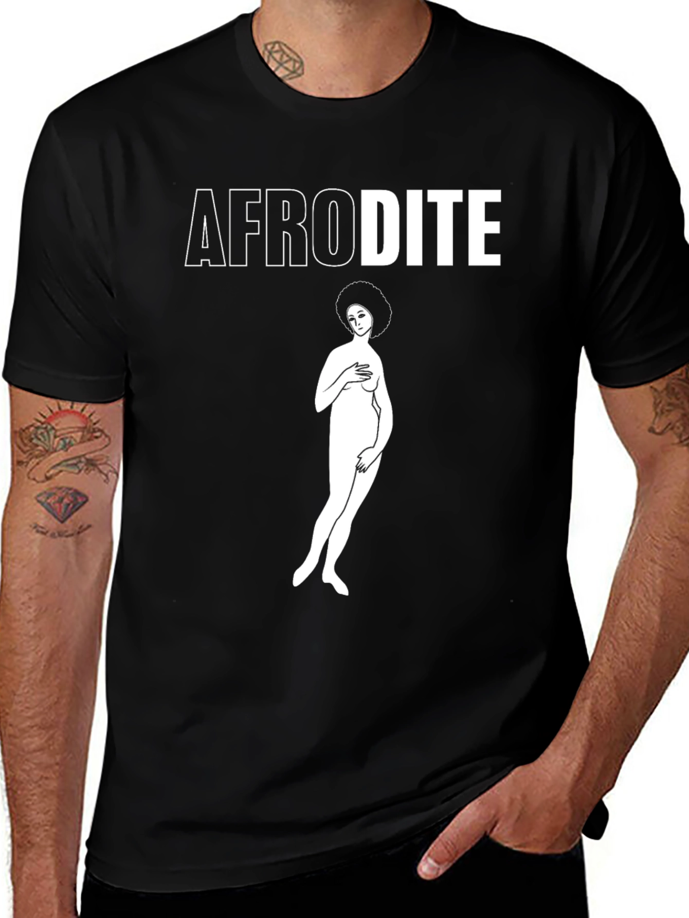 Variant 2 of Afrodite Graphic Tee - Black Cotton Unisex Shirt