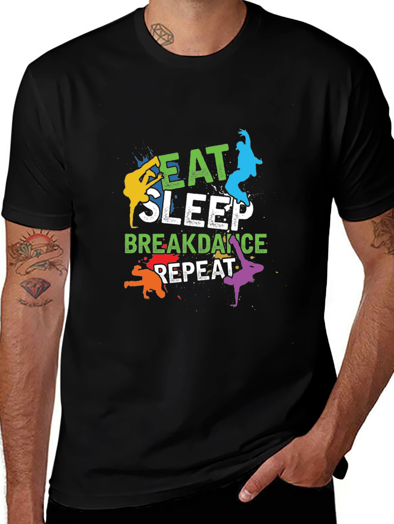 Variant 7 of Eat Sleep Breakdance Repeat Men's Black T-Shirt