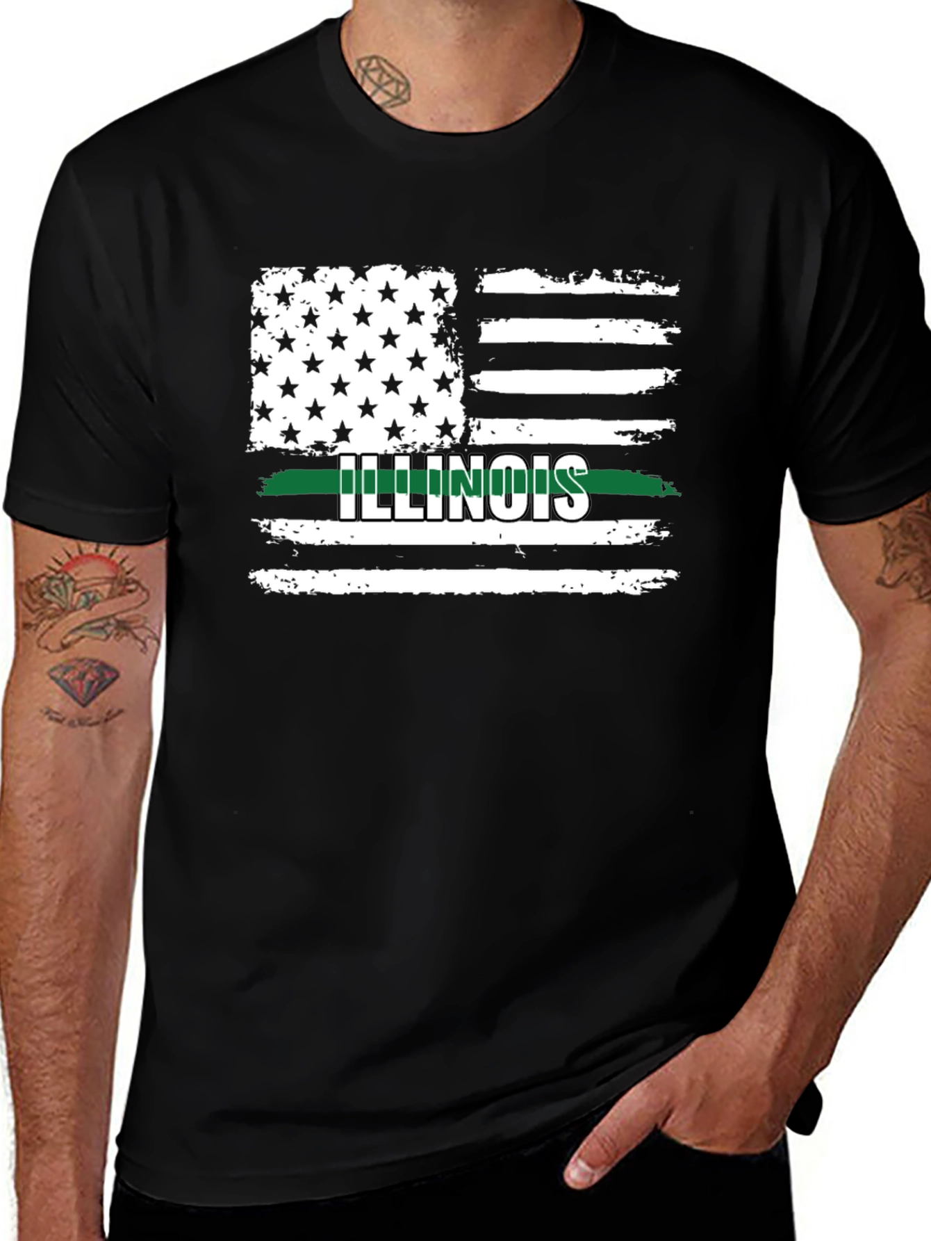 Illinois Flag T-Shirt - Thin Green Line
