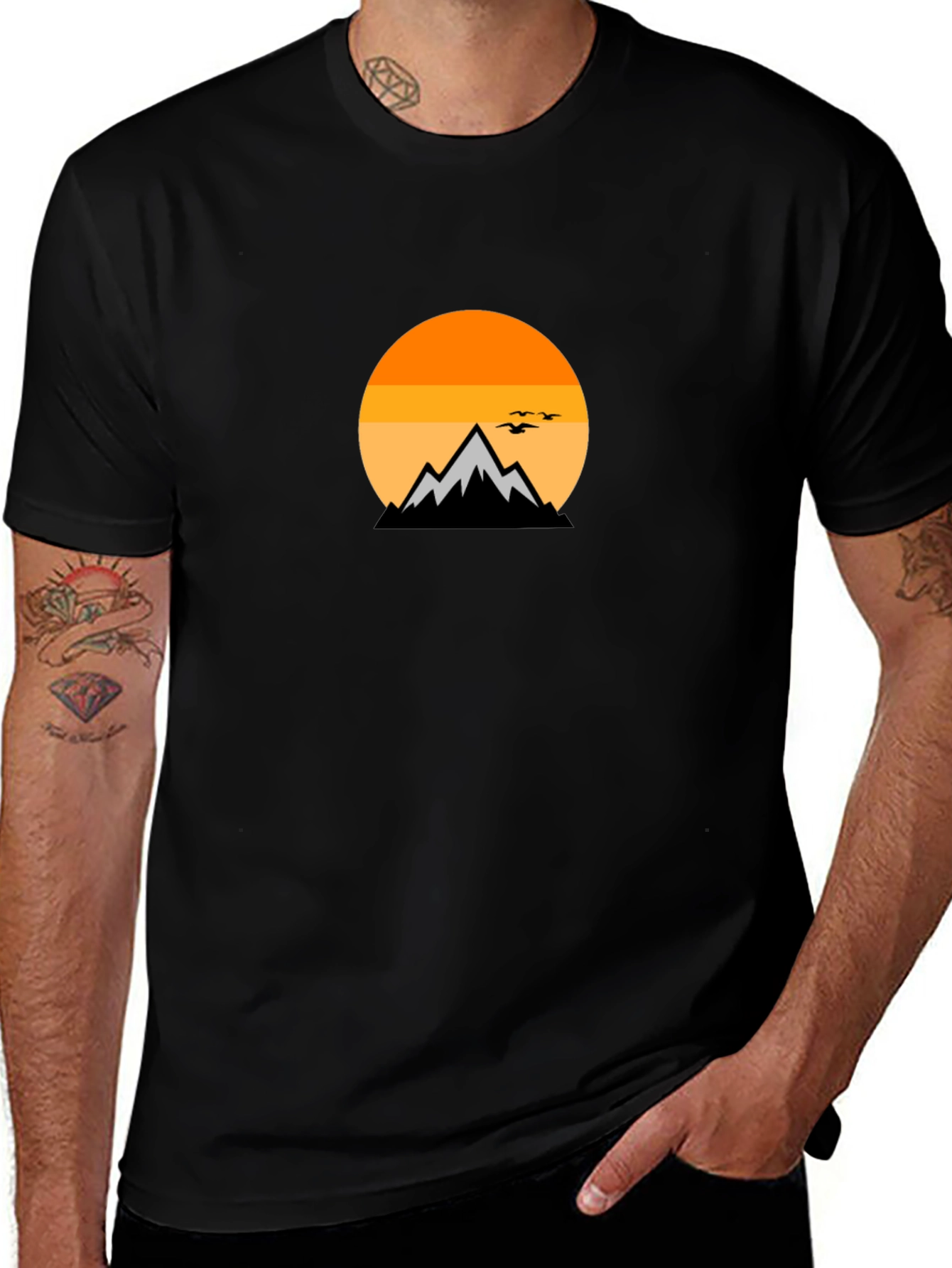 Variant 29 of Mountain Sunset Graphic Tee - Black Cotton Comfort