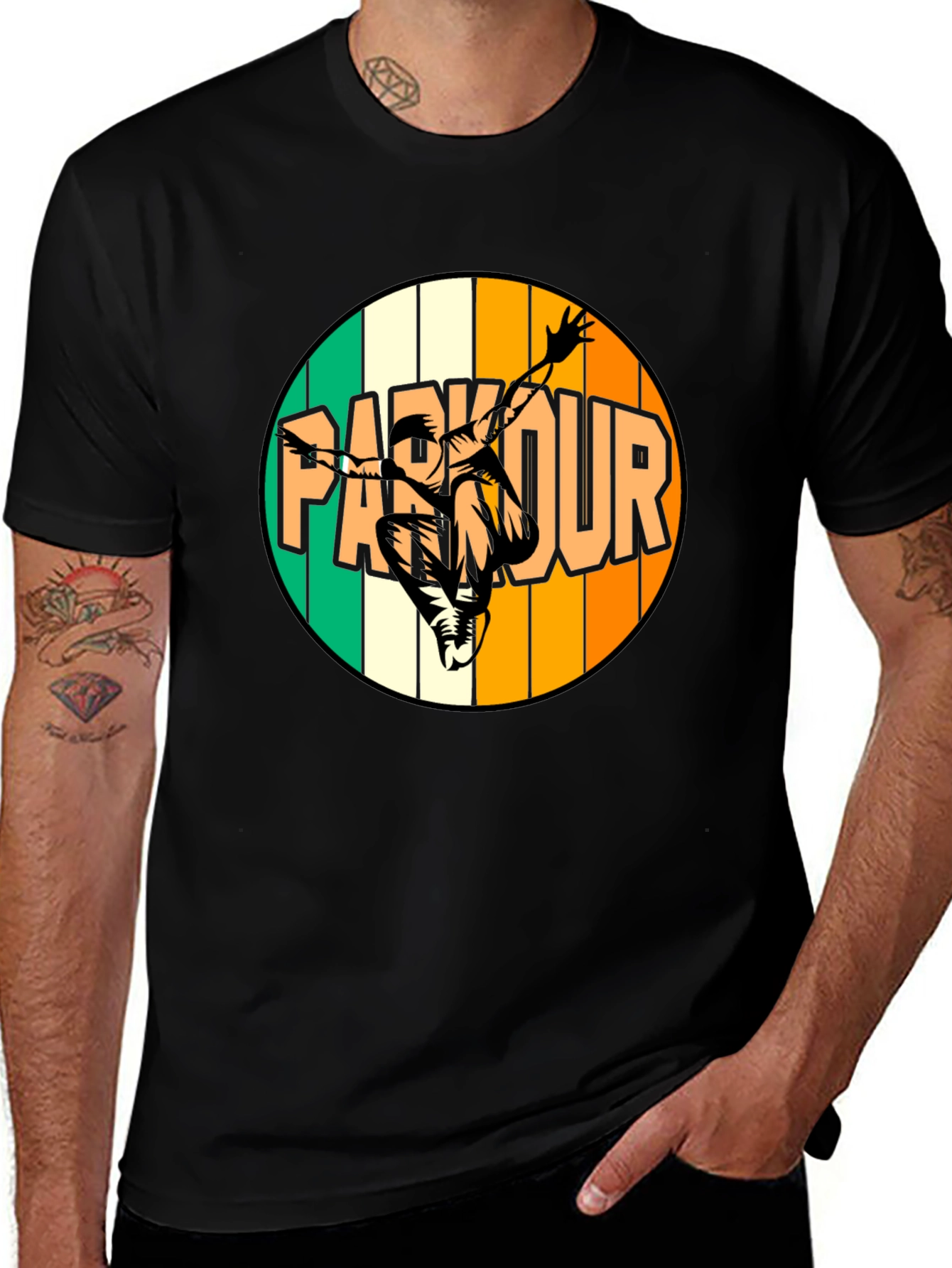 Variant 20 of Parkour T-Shirt - Black Graphic Tee