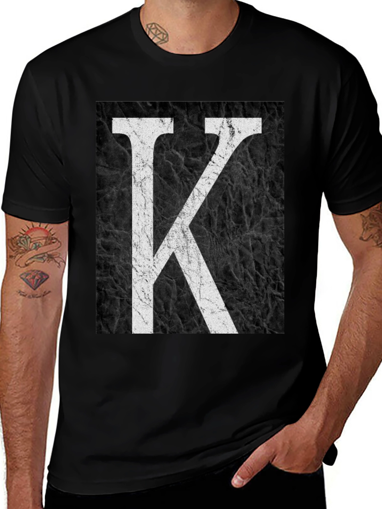 Variant 27 of Letter K Graphic Print Black T-Shirt