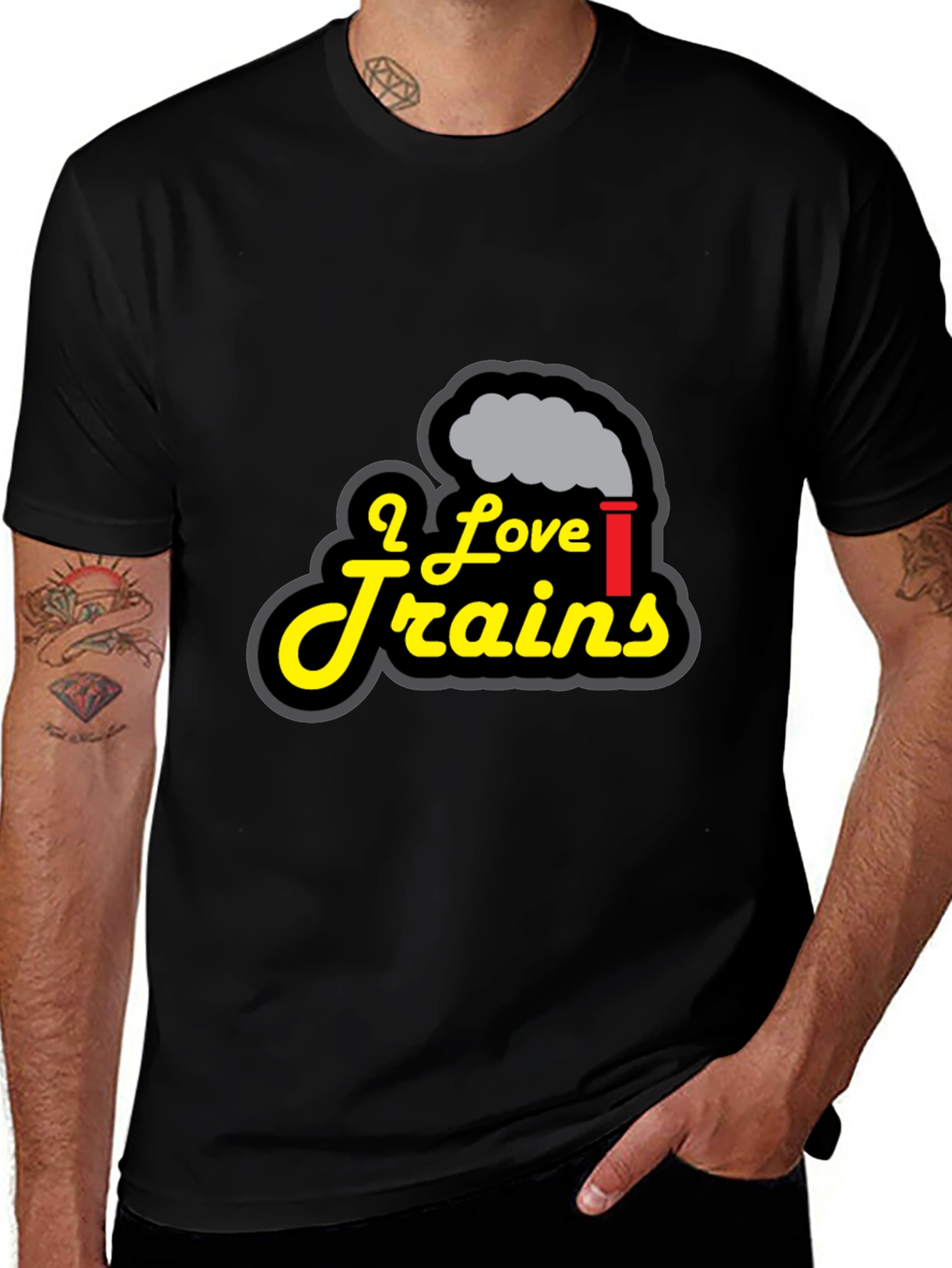 Variant 30 of I Love Trains Graphic T-Shirt - Stylish Train Enthusiast Tee