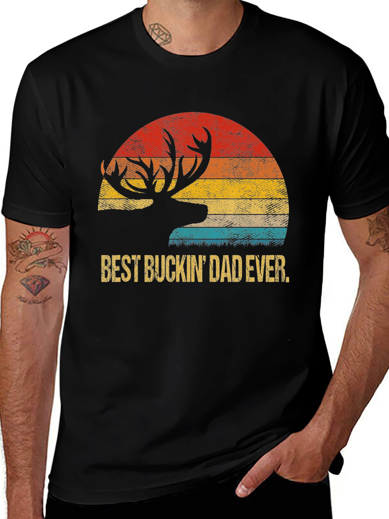 Variant 21 of Best Buckin' Dad Ever T-Shirt - Retro Deer Design