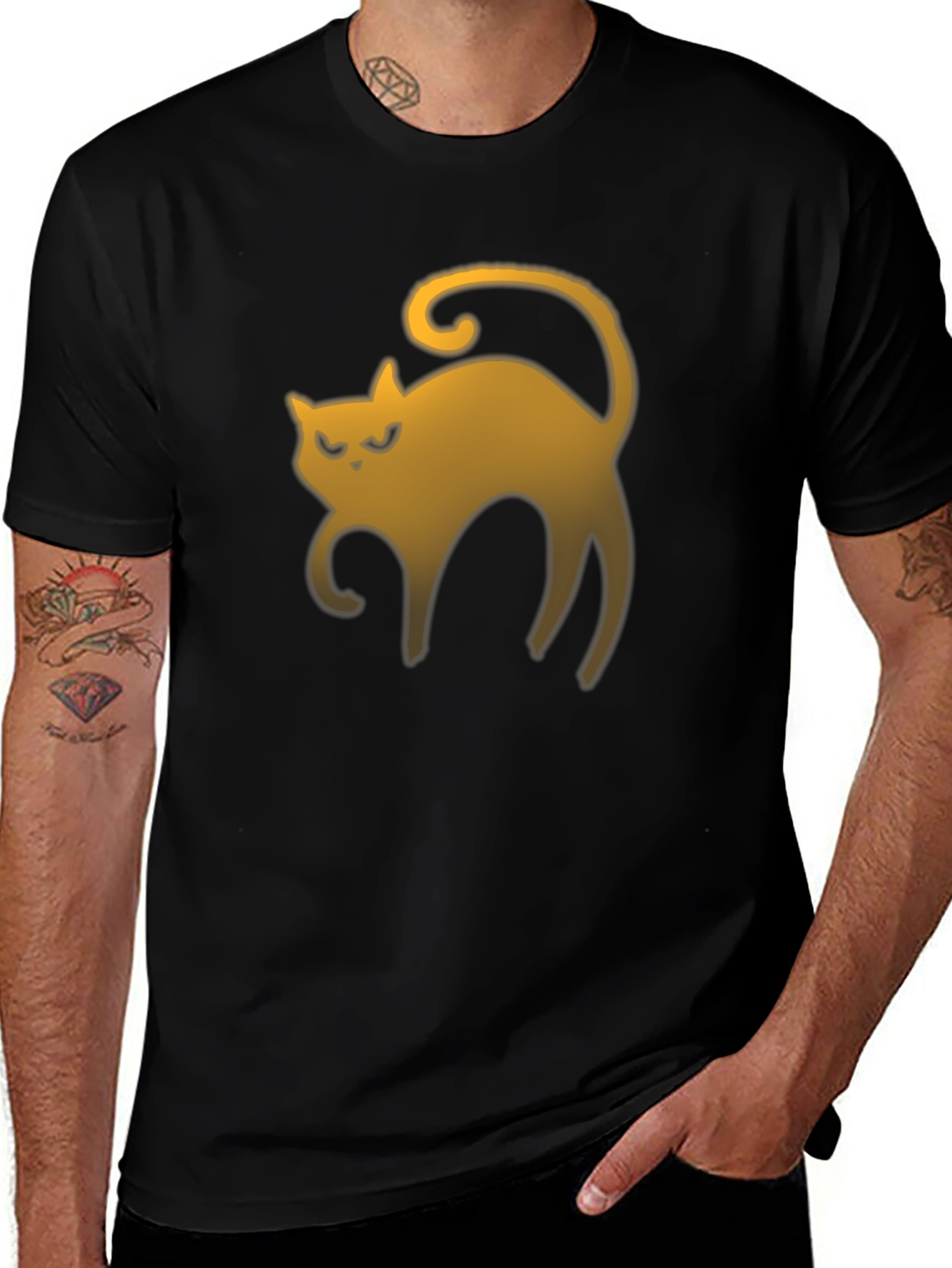 Variant 11 of Black Cat Graphic Tee - Halloween Style