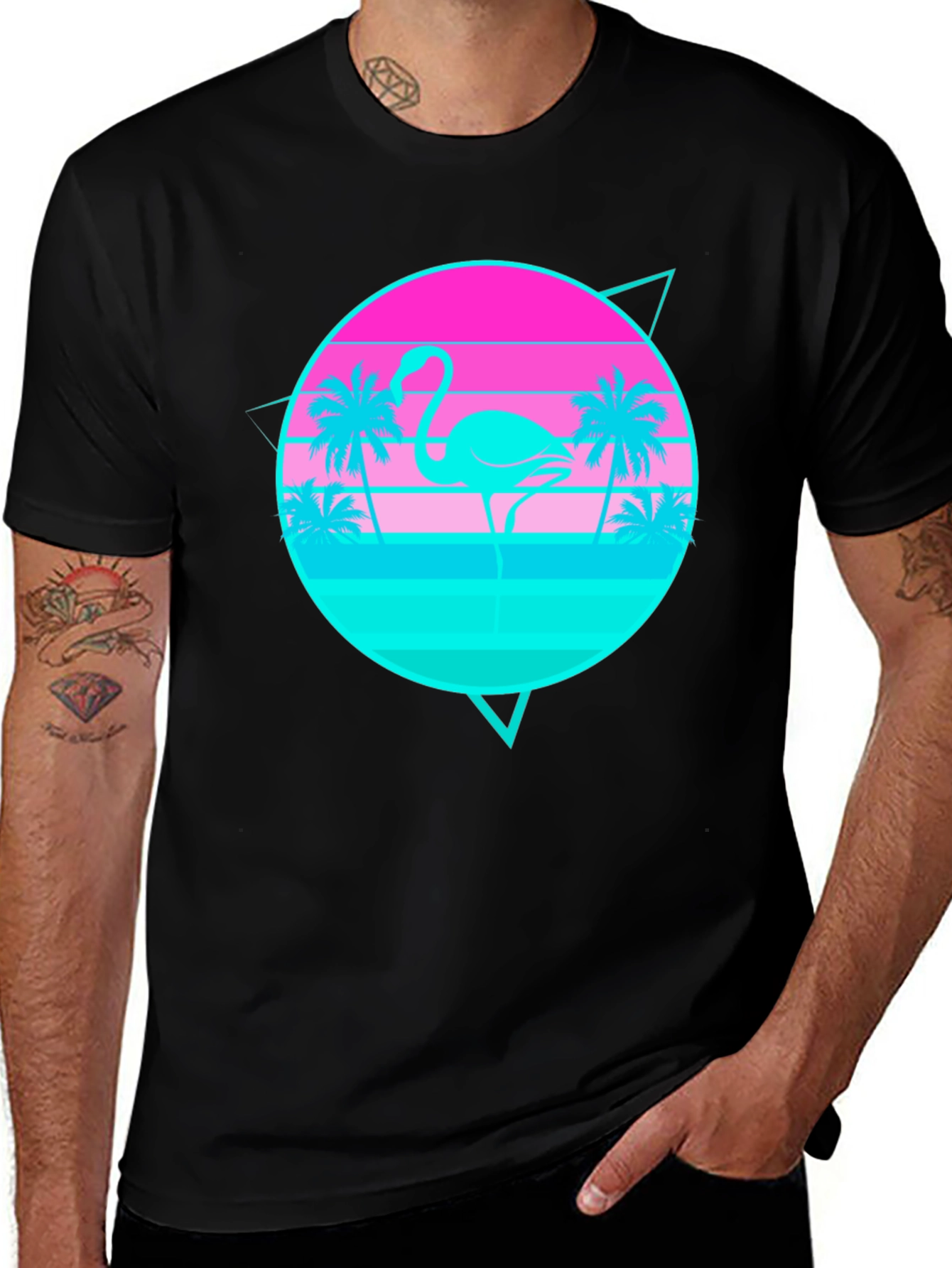 Variant 13 of Retro Flamingo Sunset Graphic Tee