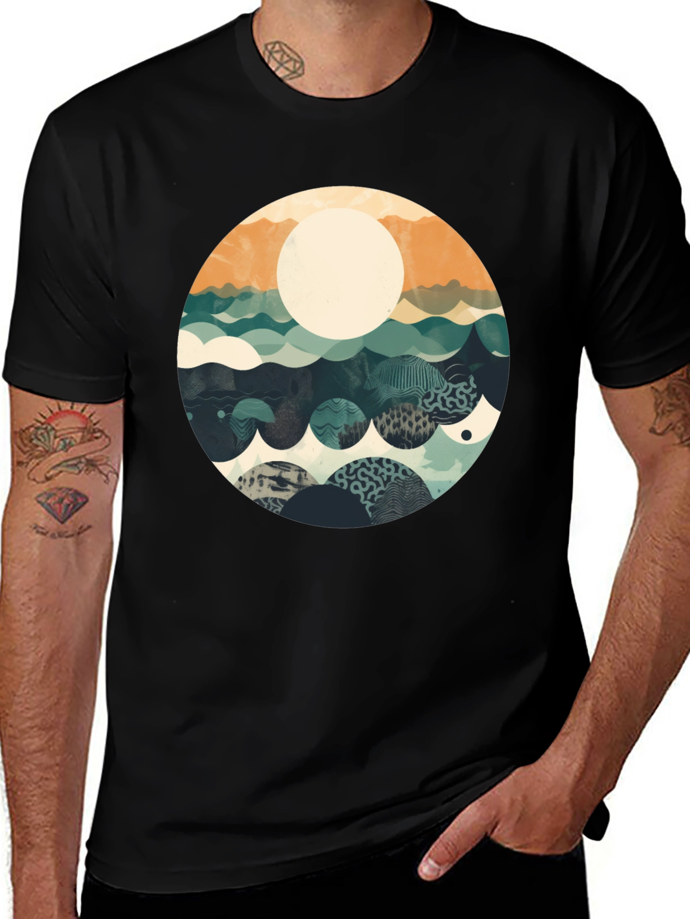 Variant 10 of Abstract Ocean Wave Graphic Tee - Unisex
