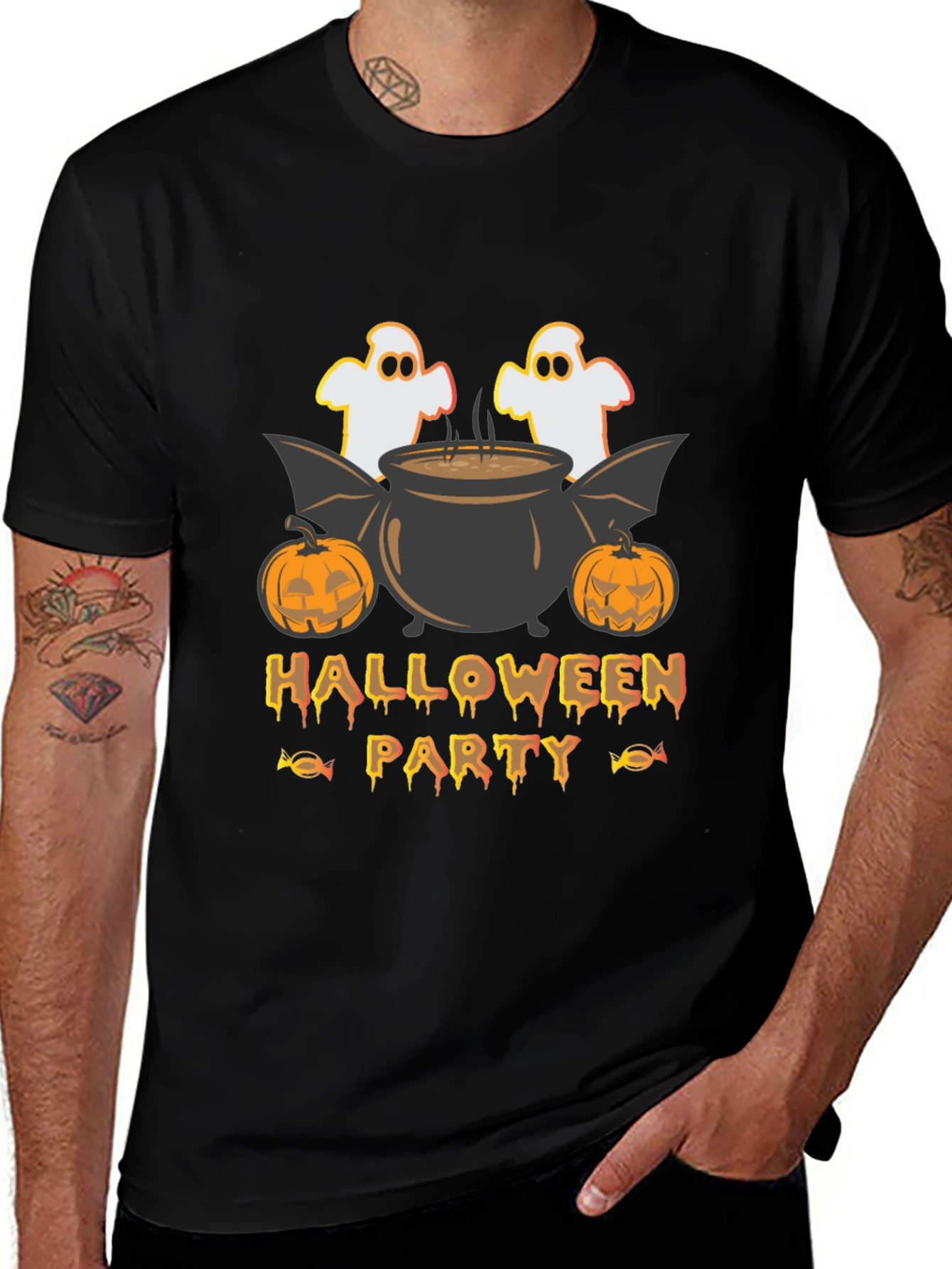 Variant 22 of Halloween Party Ghost and Pumpkin Graphic T-Shirt