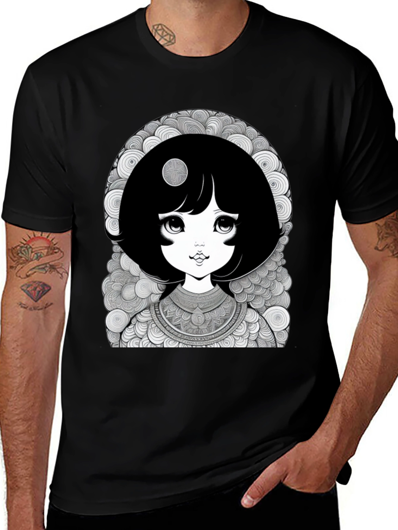 Variant 11 of Anime Girl Black T-Shirt