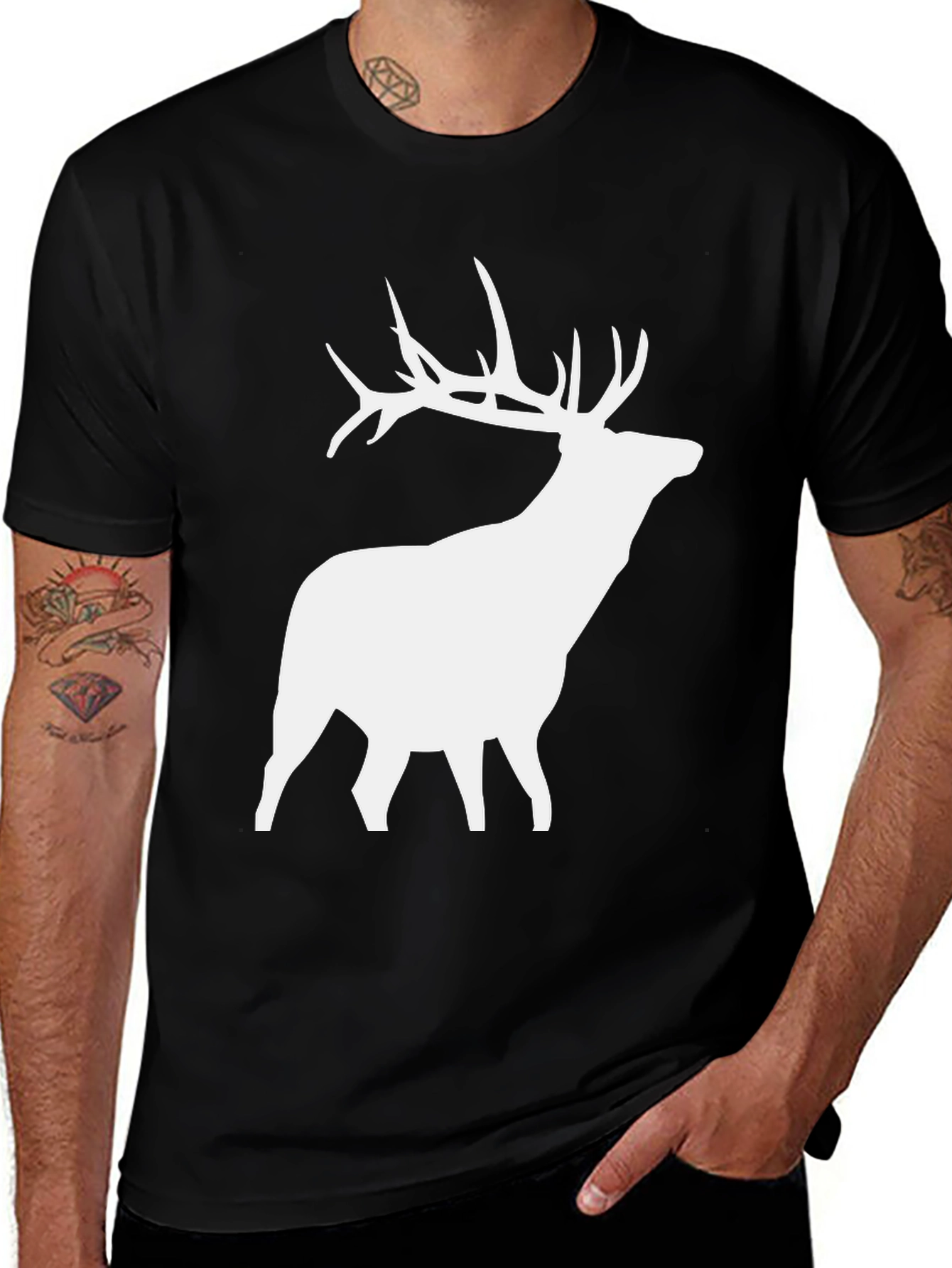 Variant 24 of Deer Silhouette Graphic Tee - Black