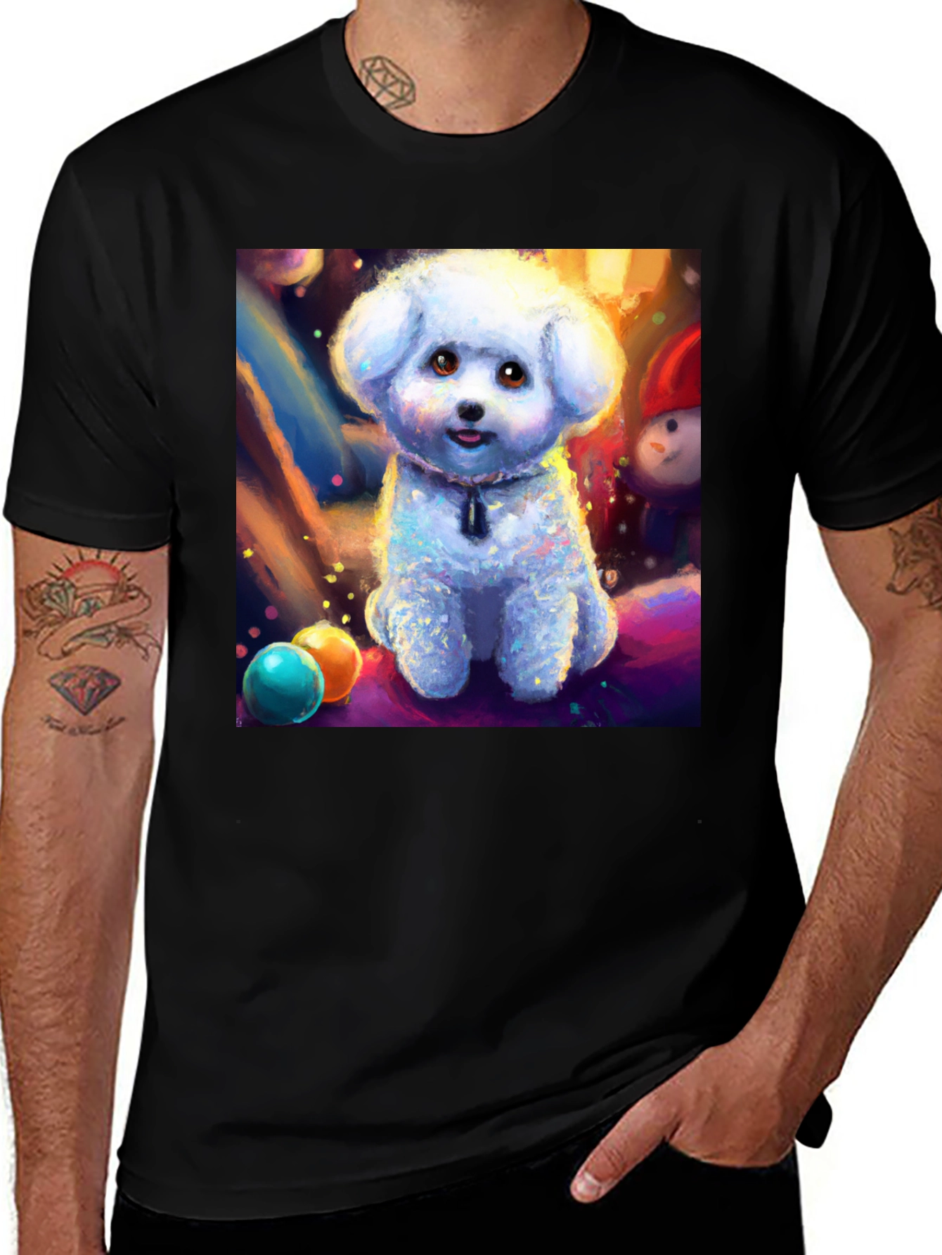 Variant 20 of Cute Dog Graphic Tee - Black