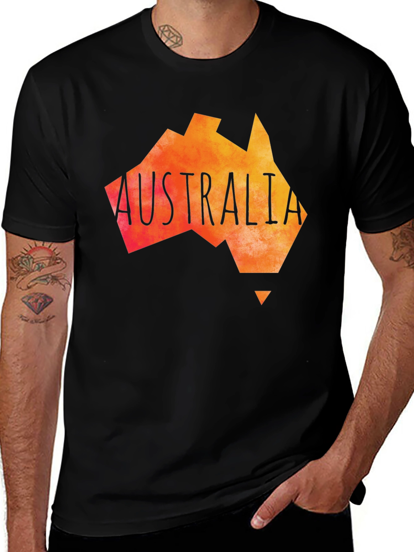 Variant 9 of Australia Map Graphic Tee - Unisex Black T-Shirt